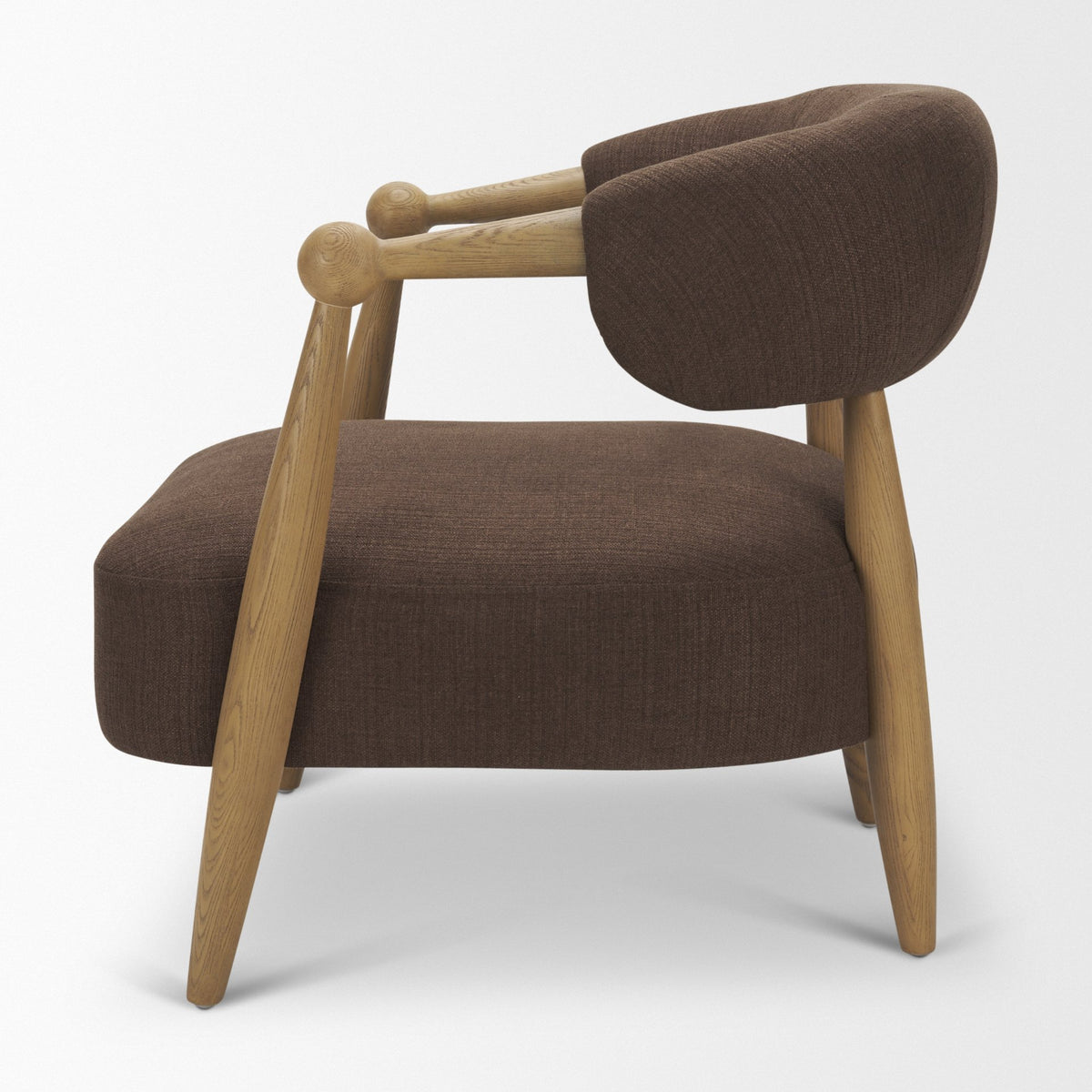 Lewis Oatmeal Fabric w/ Wood Open Back Accent Chair-Accent Chairs-DECOROLALA