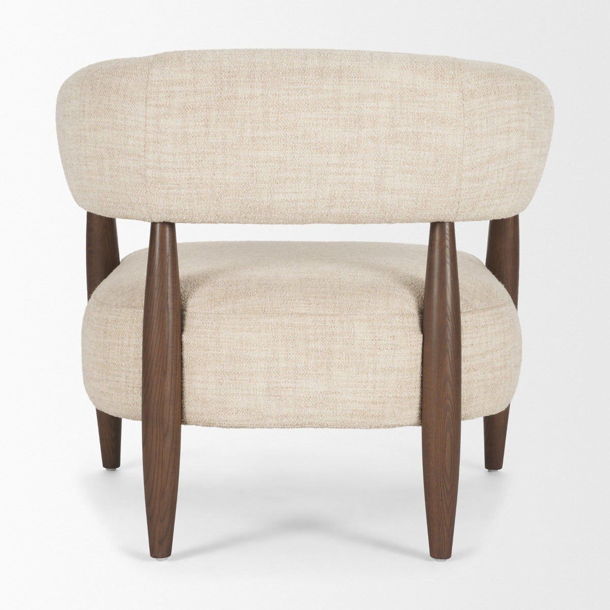 Lewis Oatmeal Fabric w/ Wood Open Back Accent Chair-Accent Chairs-DECOROLALA