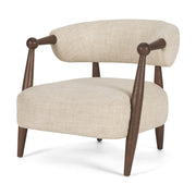 Lewis Oatmeal Fabric w/ Wood Open Back Accent Chair-Accent Chairs-DECOROLALA