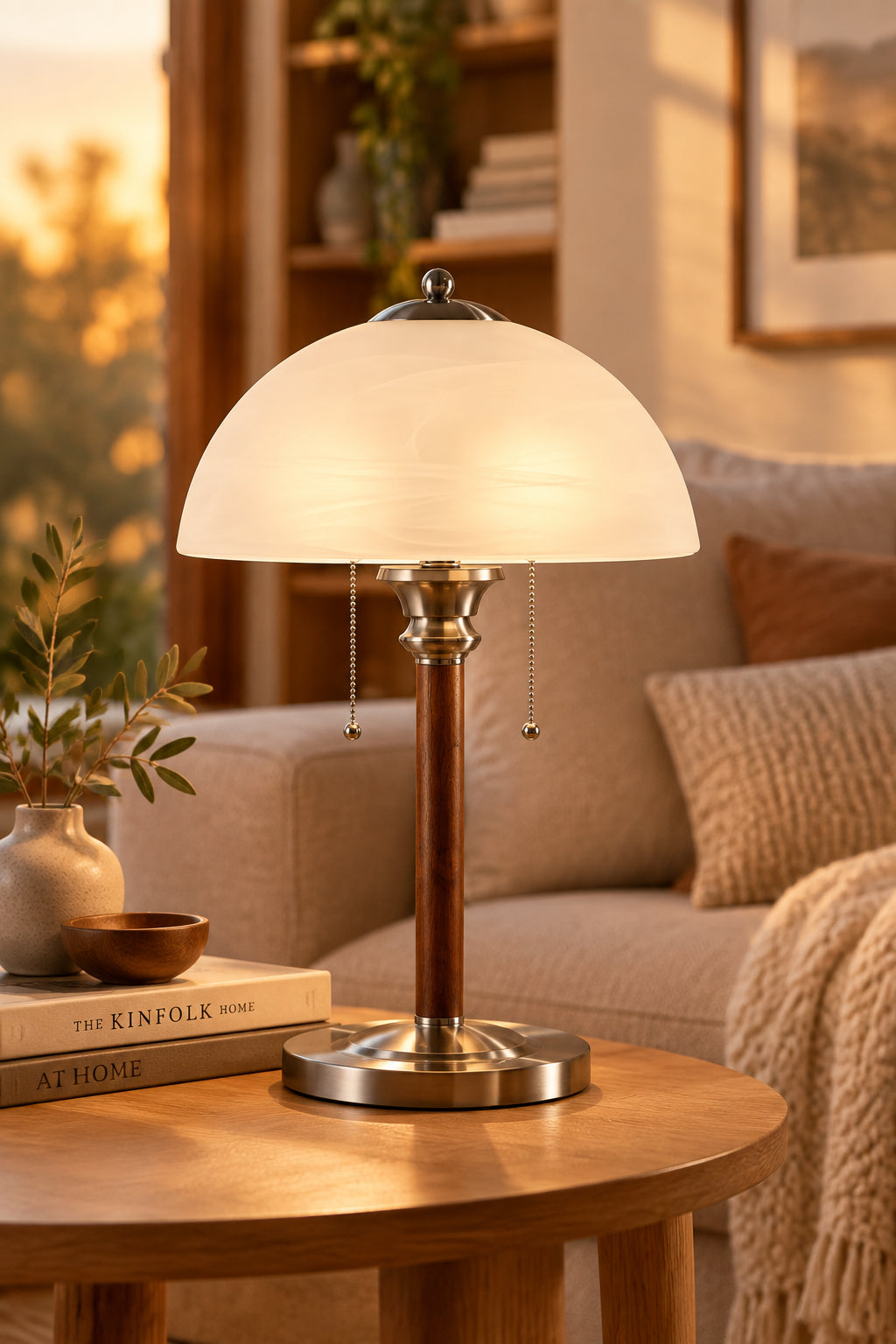 Lexington Table Lamp - Frosted Glass Walnut-Lighting-DECOROLALA