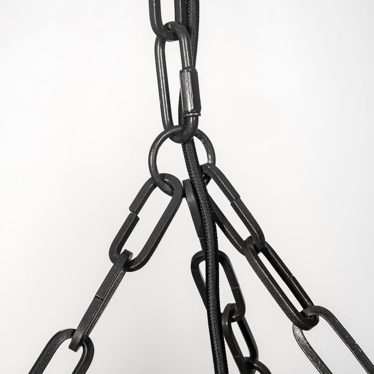 Liam I 32x30 Black Wooden Bead Bowl-Style Four Bulb Chandelier-Chandeliers-DECOROLALA
