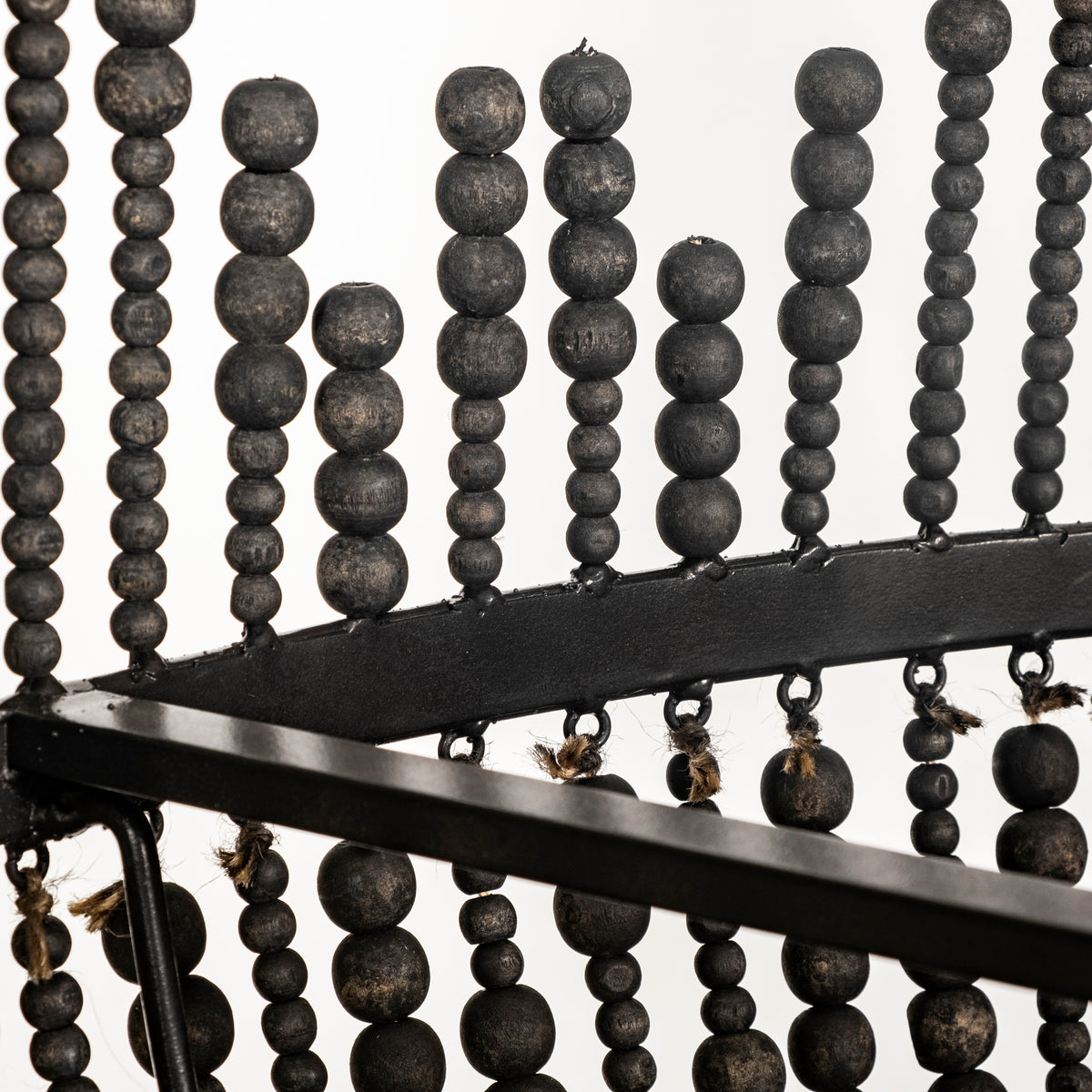 Liam I 32x30 Black Wooden Bead Bowl-Style Four Bulb Chandelier-Chandeliers-DECOROLALA