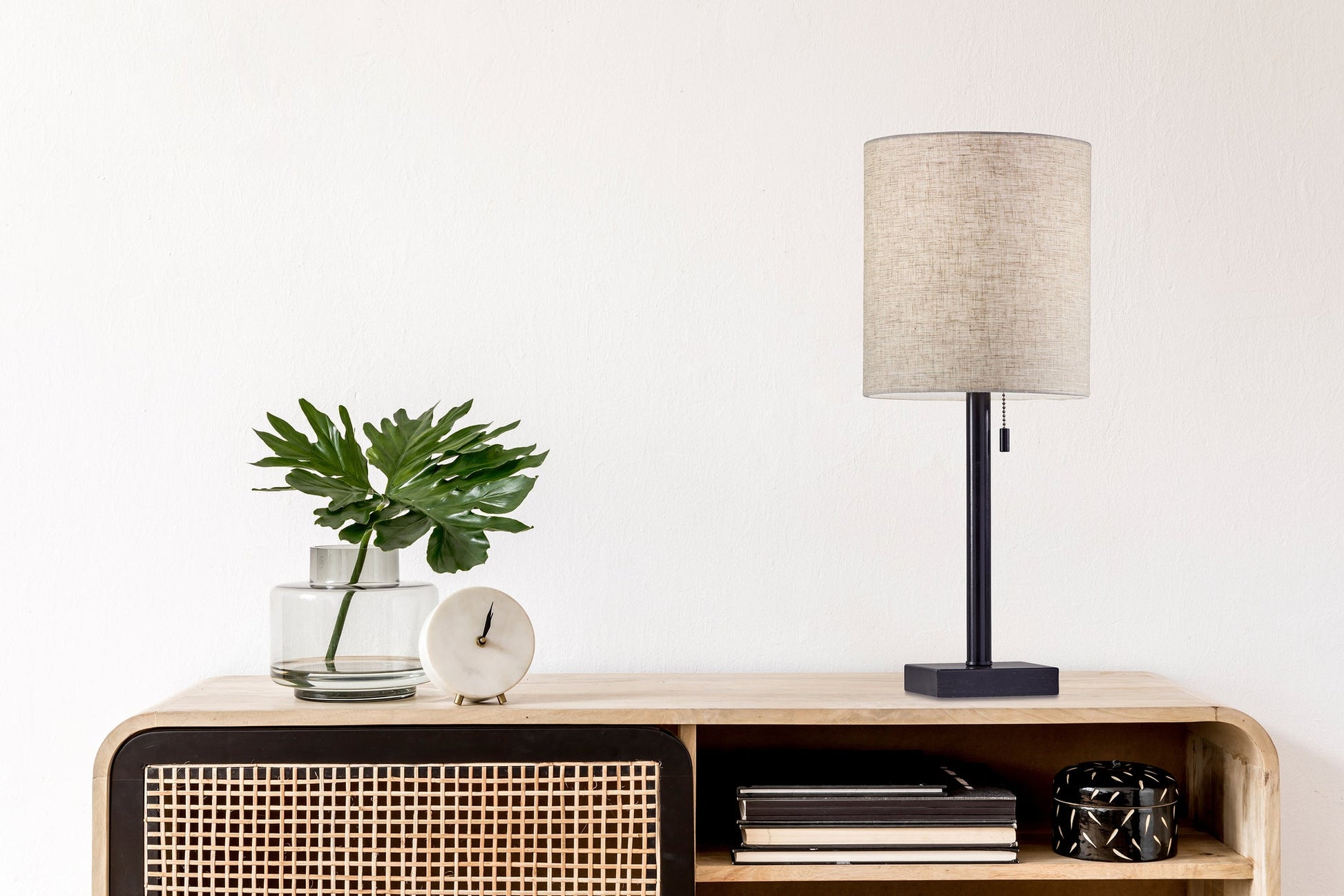 Liam Table Lamp - Dark Bronze & Natural Fabric-Lighting-DECOROLALA