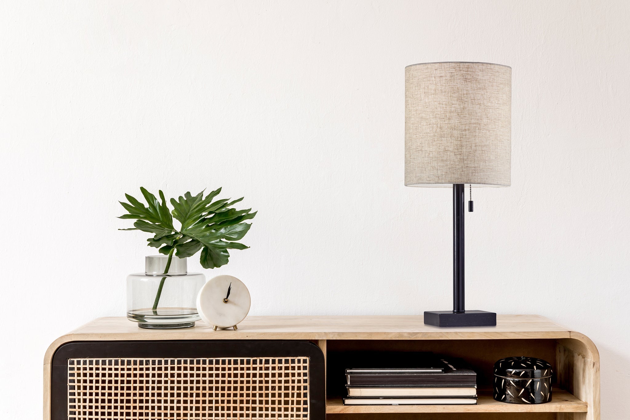 Liam Table Lamp - Dark Bronze & Natural Fabric-Lighting-DECOROLALA