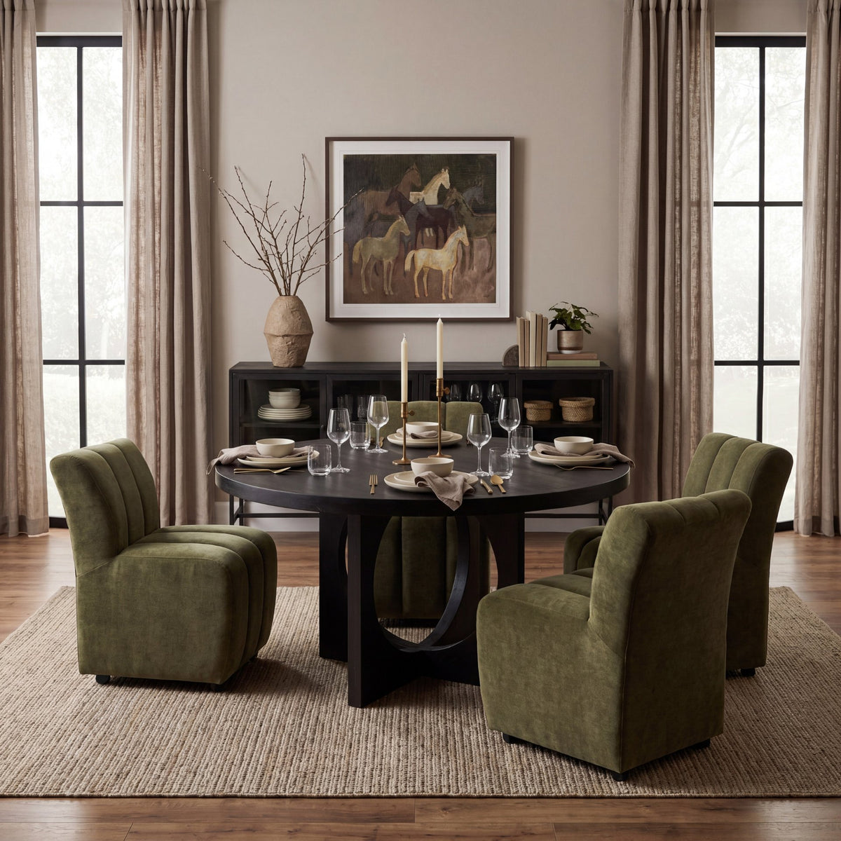 Liesl 54" Round Pedestal Dining Table | Modern | Wood | Seats 6-Dining Tables-DECOROLALA