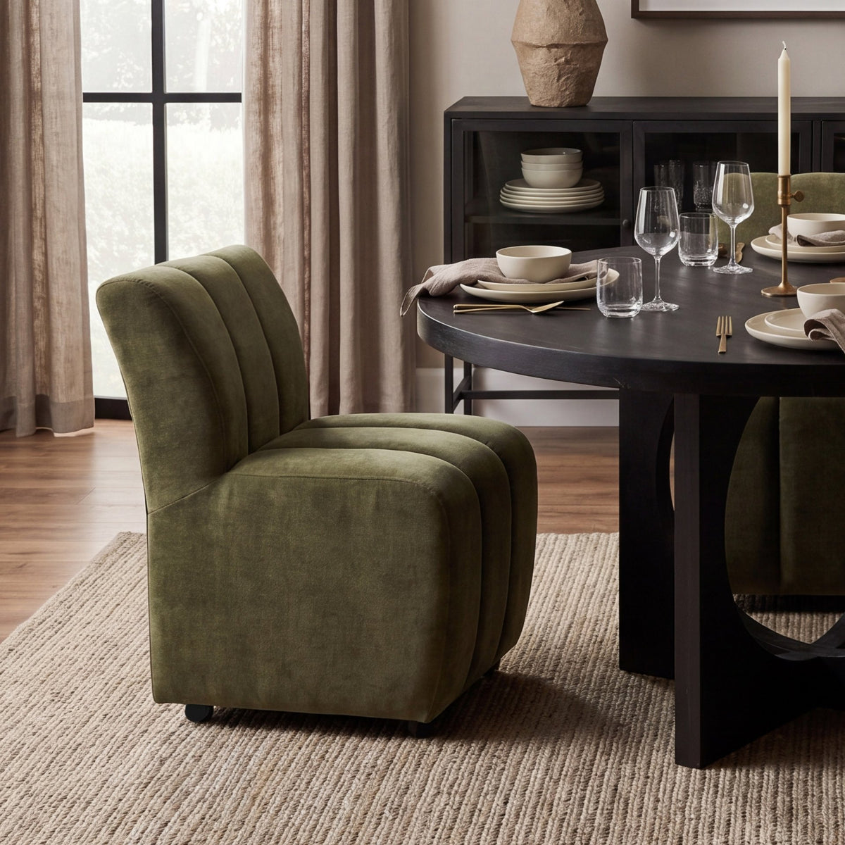 Liesl 54" Round Pedestal Dining Table | Modern | Wood | Seats 6-Dining Tables-DECOROLALA