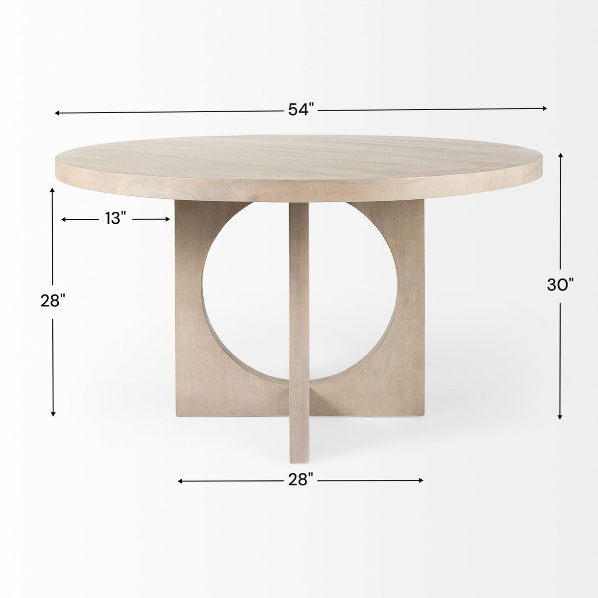 Liesl 54" Round Pedestal Dining Table | Modern | Wood | Seats 6-Dining Tables-DECOROLALA