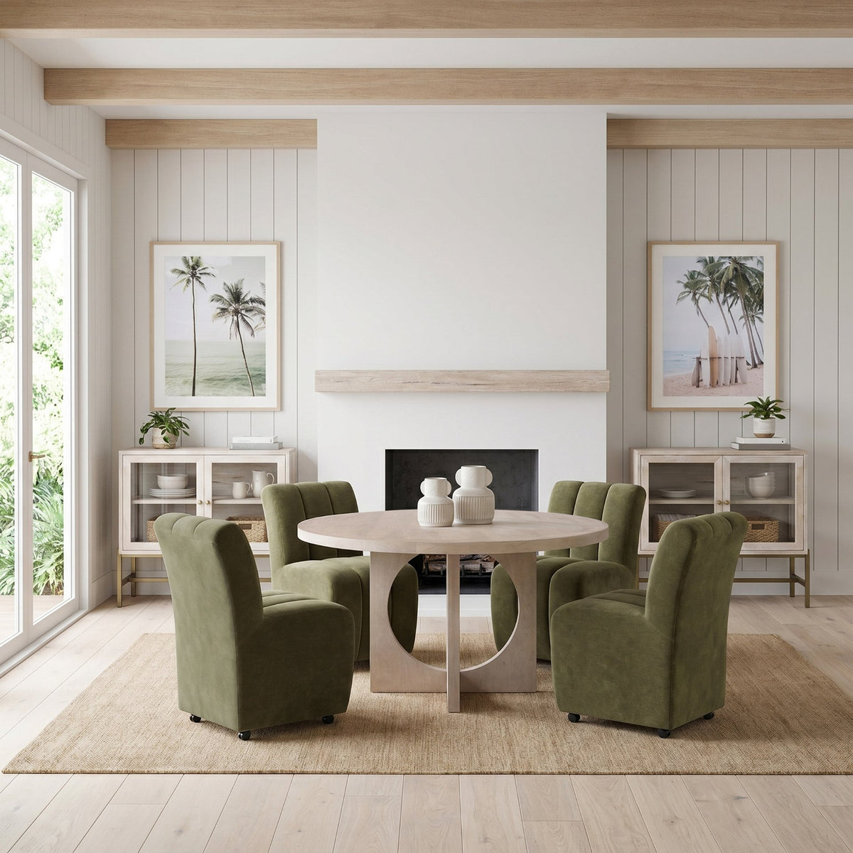 Liesl 54" Round Pedestal Dining Table | Modern | Wood | Seats 6-Dining Tables-DECOROLALA