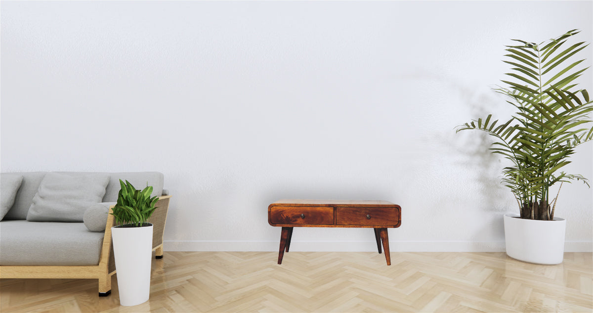 Sonata Chestnut Coffee Table - Solid Mango Wood with 4 Drawers