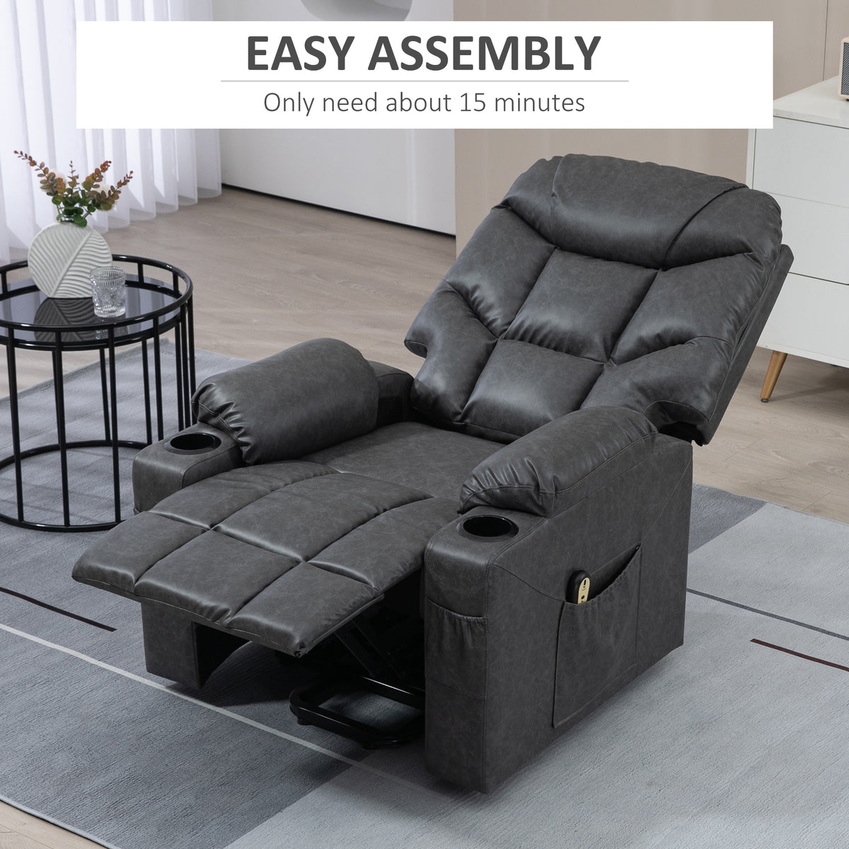 Lift Chair Electric Recliner - Grey PU Leather-DECOROLALA