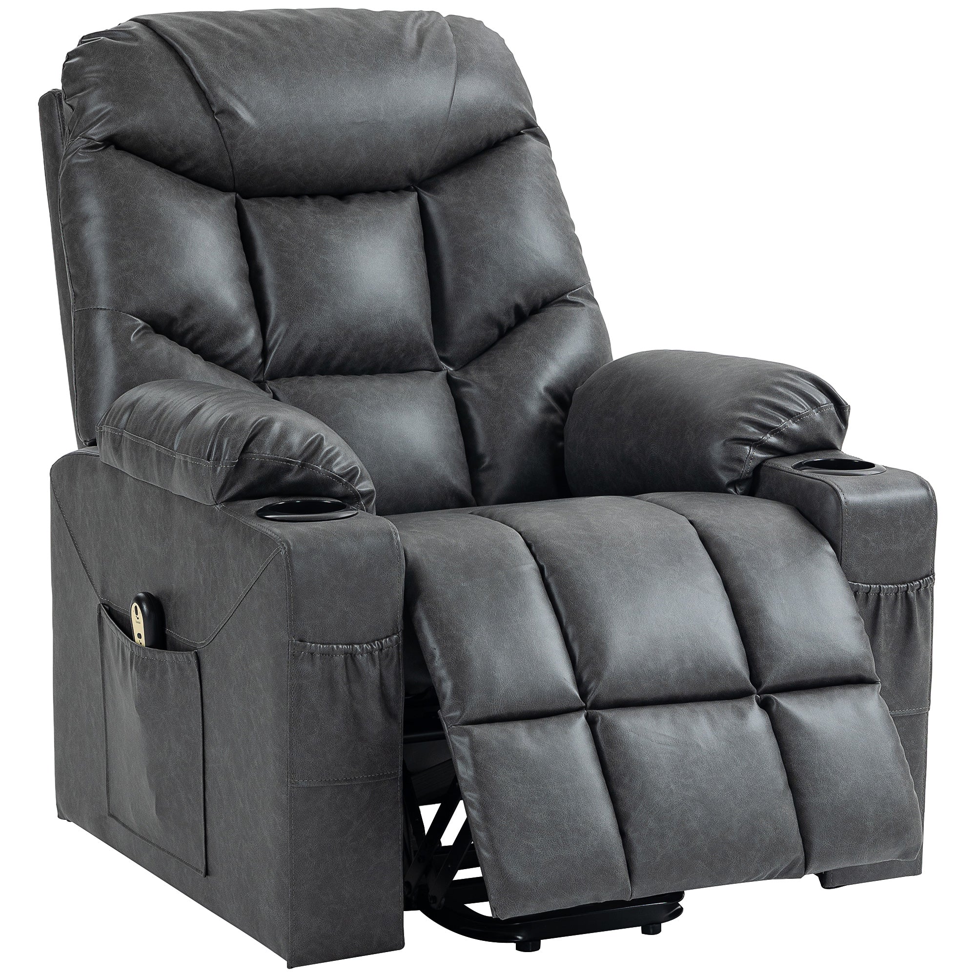Lift Chair Electric Recliner - Grey PU Leather-DECOROLALA