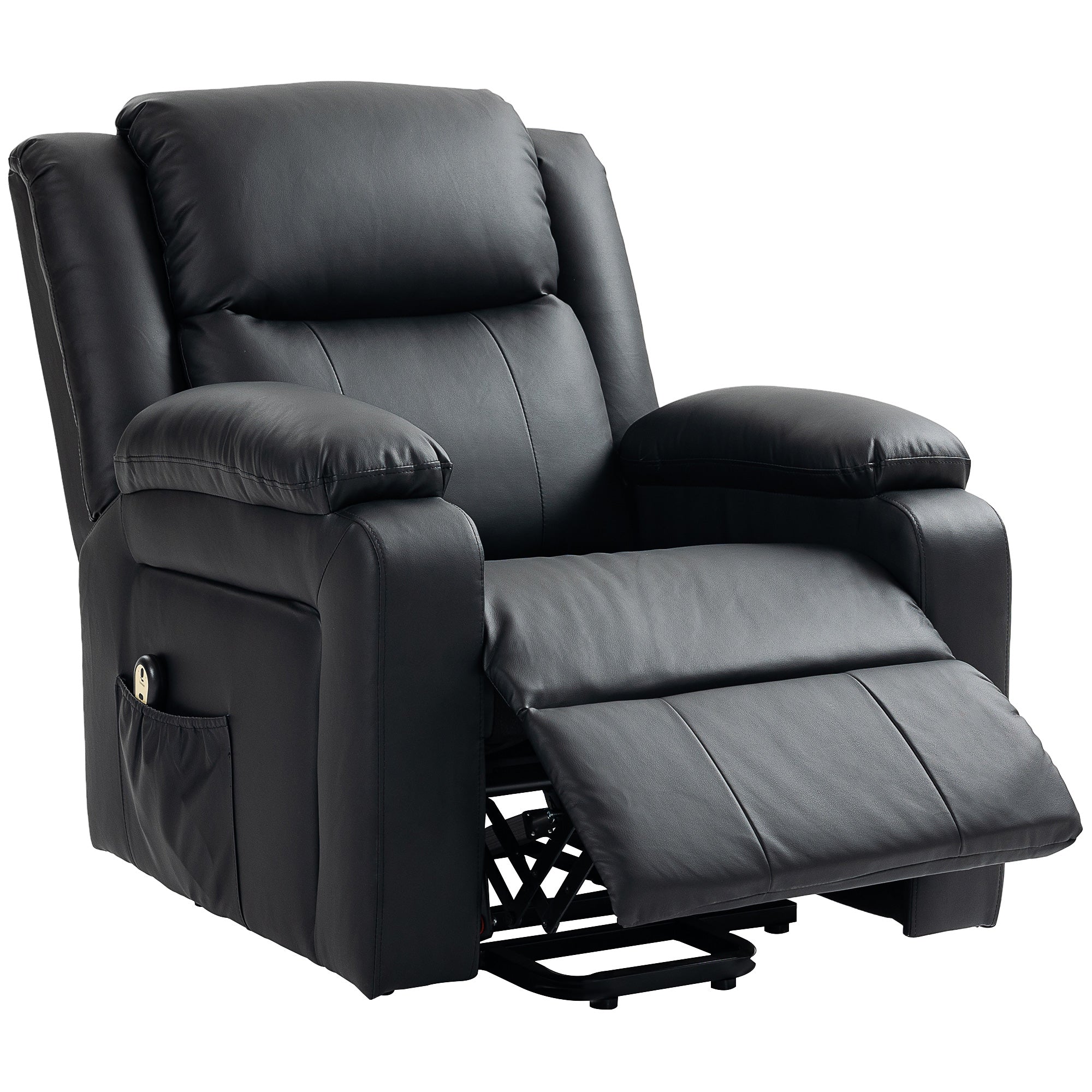 Lift Chair for Seniors, Black PU Leather Electric Recliner with Remote, Quick Assembly-DECOROLALA