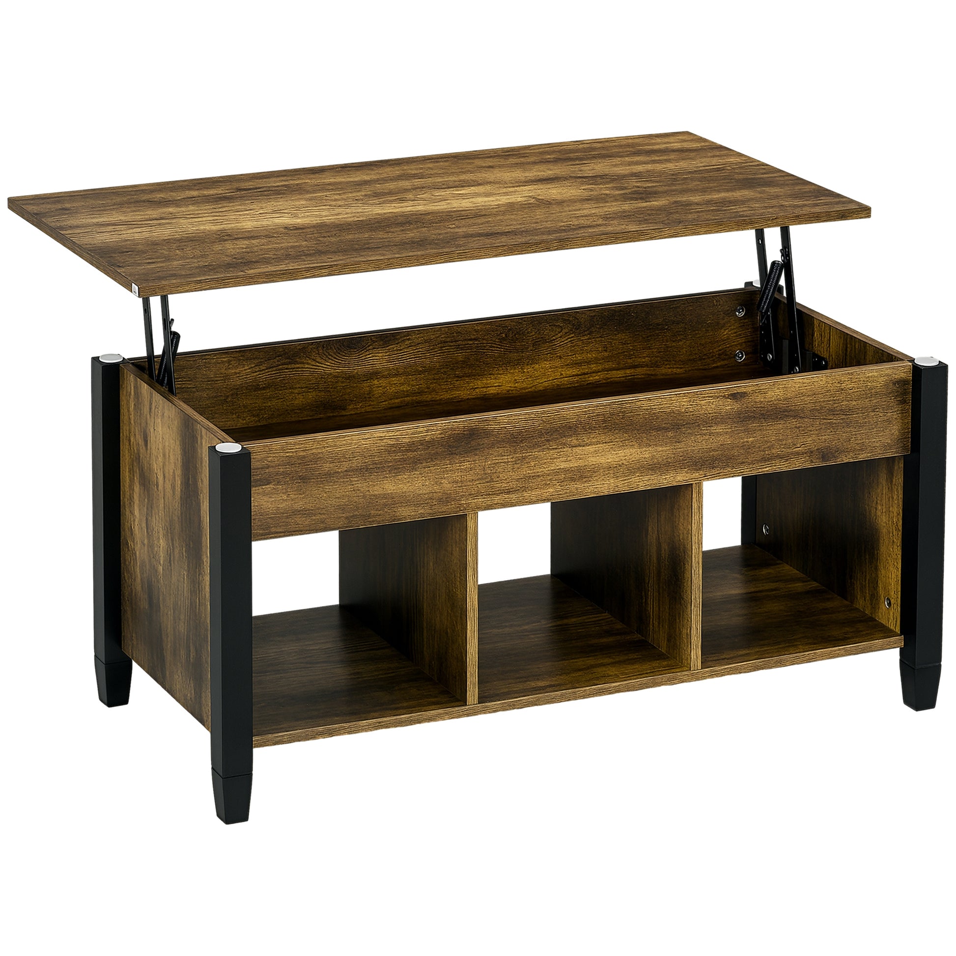 Lift Top Coffee Table - 41" Rustic Brown with Storage-Home Furnishings > Living Room Furniture > Coffee Tables-DECOROLALA