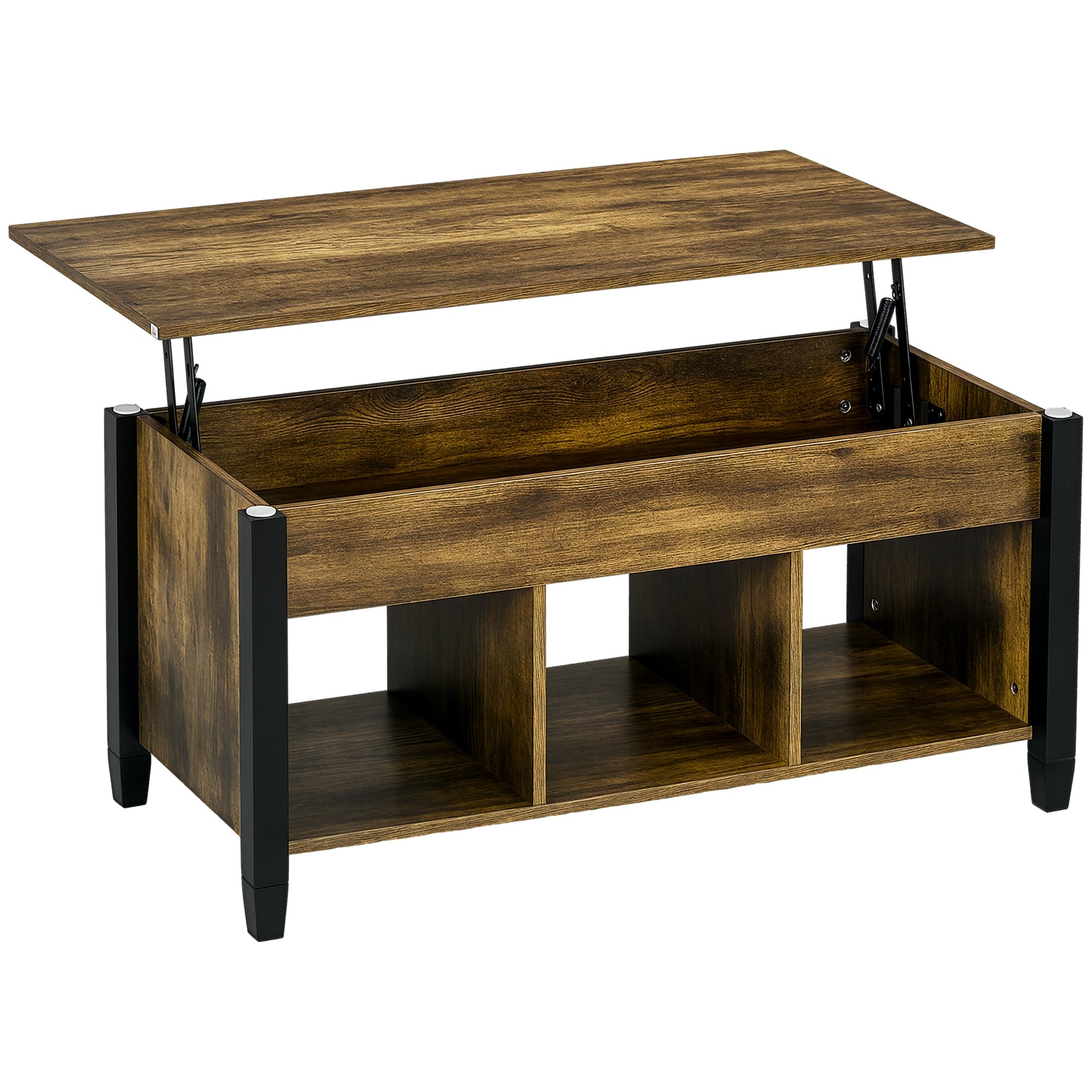 Lift Top Coffee Table - 41" Rustic Brown with Storage-Home Furnishings > Living Room Furniture > Coffee Tables-DECOROLALA