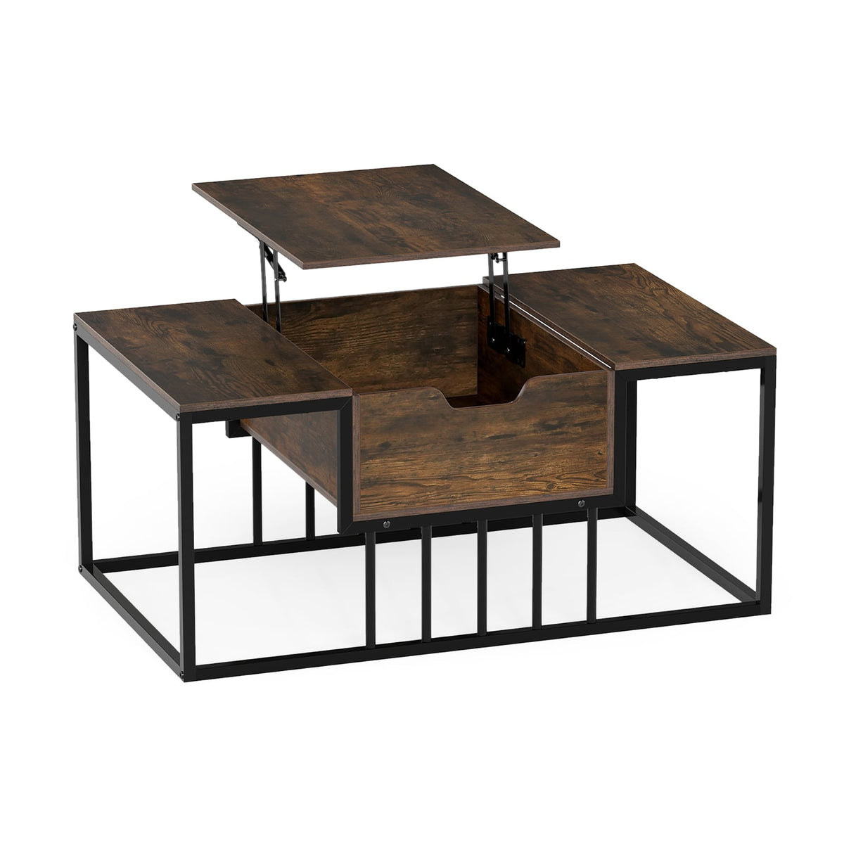 Lift Top Coffee Table Modern Center Table with Hidden Storage Compartment-Rusitc Brown-Coffee Tables-DECOROLALA