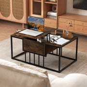 Lift Top Coffee Table Modern Center Table with Hidden Storage Compartment-Rusitc Brown-Coffee Tables-DECOROLALA
