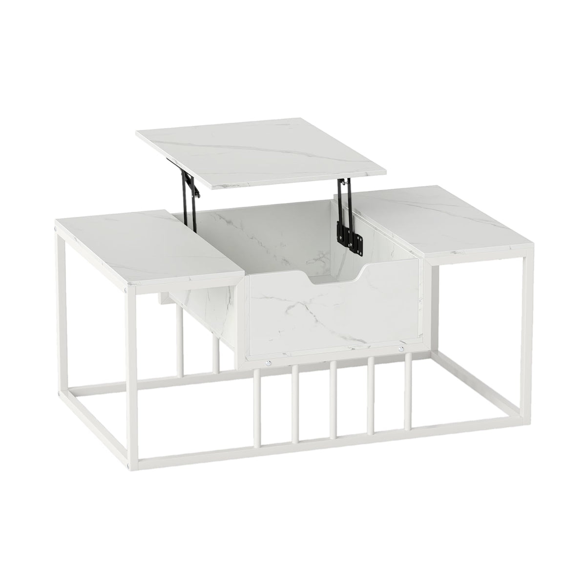 Lift Top Coffee Table Modern Center Table with Hidden Storage Compartment-White-Coffee Tables-DECOROLALA