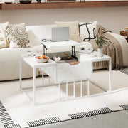 Lift Top Coffee Table Modern Center Table with Hidden Storage Compartment-White-Coffee Tables-DECOROLALA