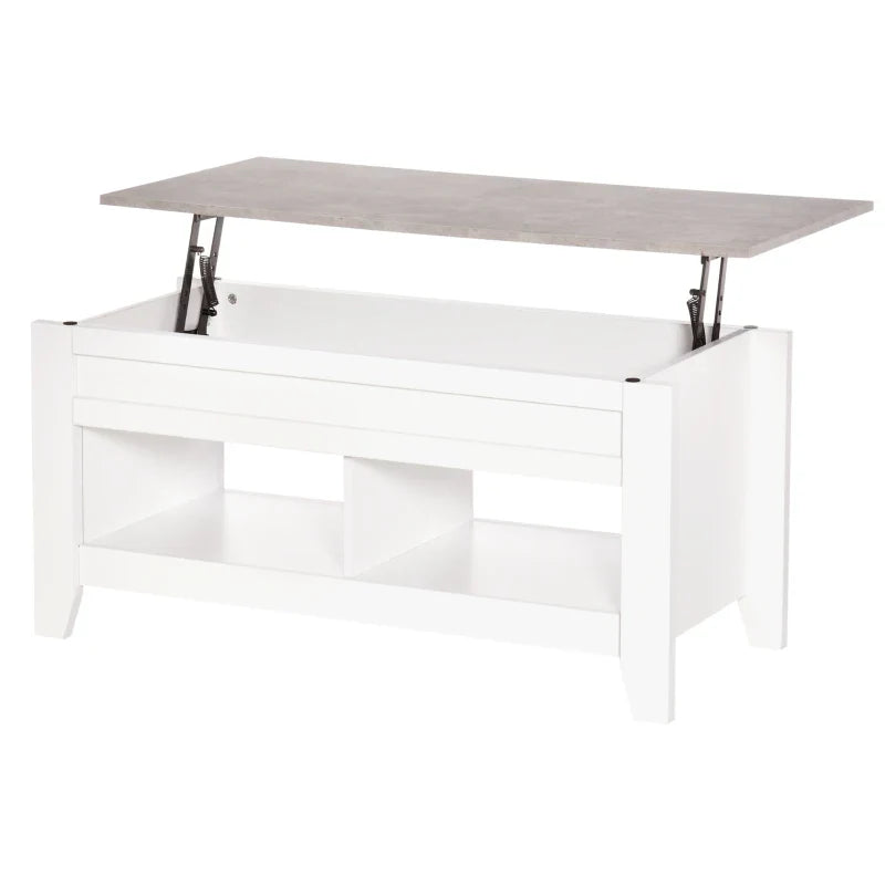Lift-Top Coffee Table White Hidden Storage-Coffee Tables-DECOROLALA