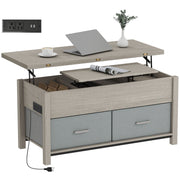 Lift Top Coffee Table with Charging Station - Dark Grey-DECOROLALA