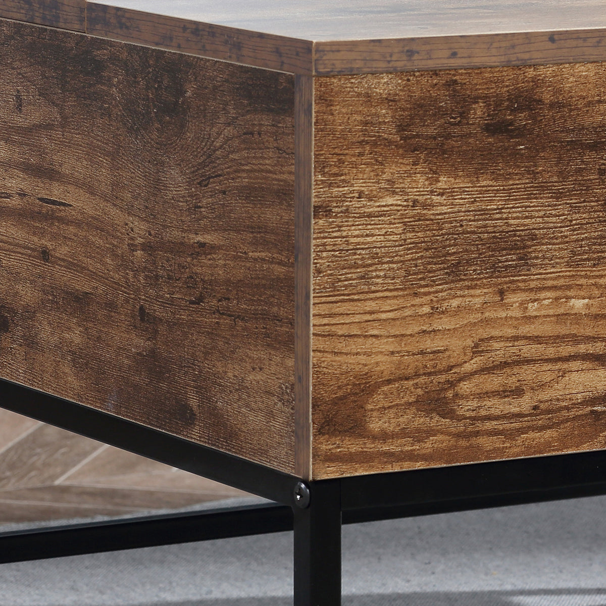 Lift Top Coffee Table with Hidden Storage - Rustic Brown-Home Furnishings > Living Room Furniture > Coffee Tables-DECOROLALA