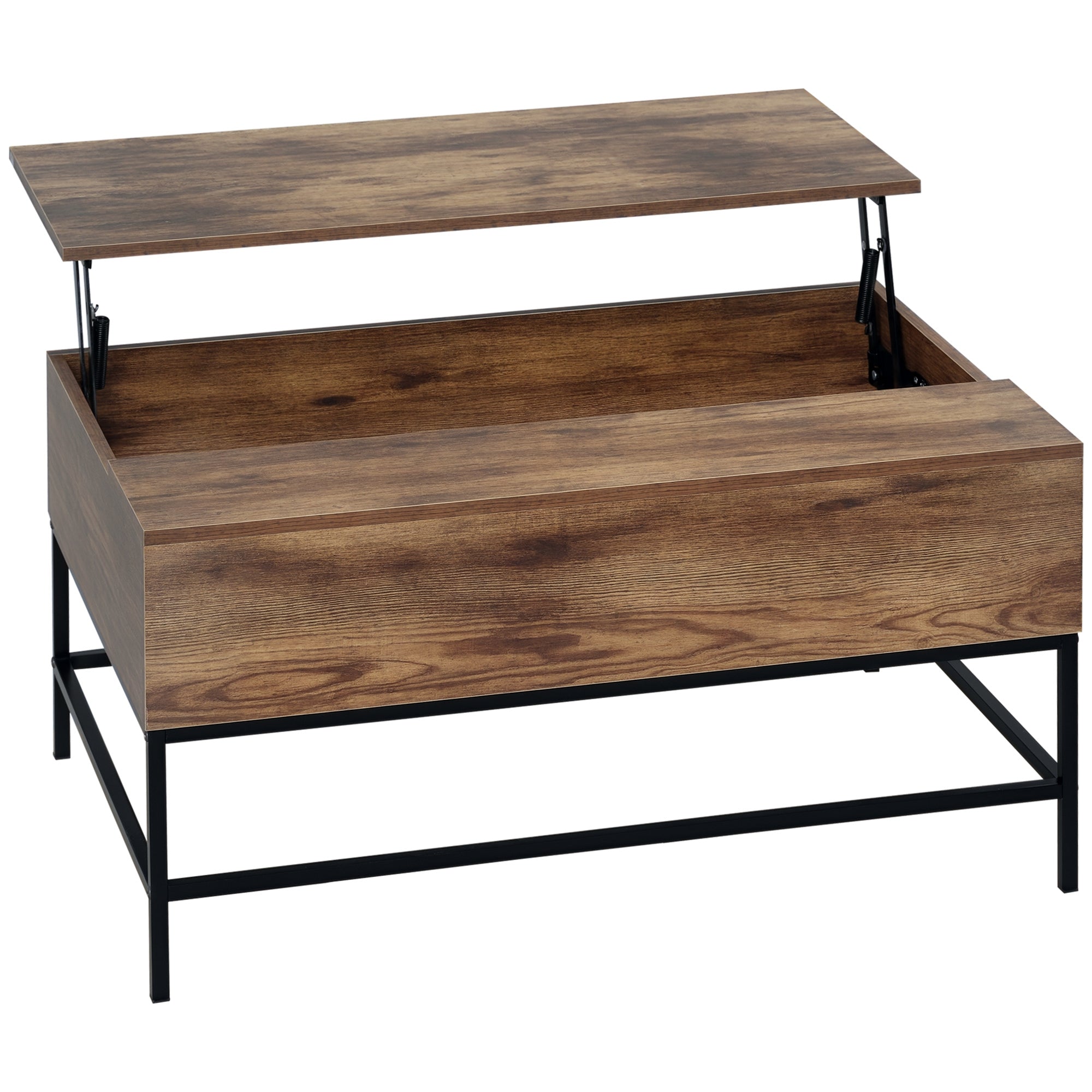 Lift Top Coffee Table with Hidden Storage - Rustic Brown-Home Furnishings > Living Room Furniture > Coffee Tables-DECOROLALA