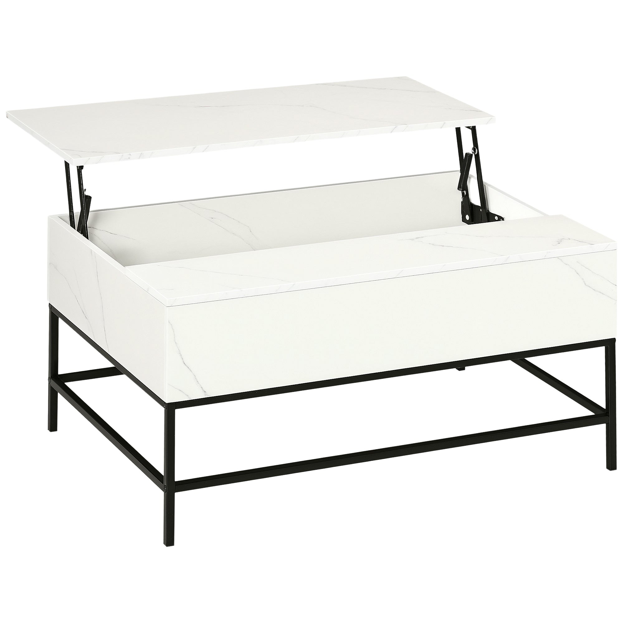 Lift Top Coffee Table with Hidden Storage - White 35.5"-Home Furnishings > Living Room Furniture > Coffee Tables-DECOROLALA
