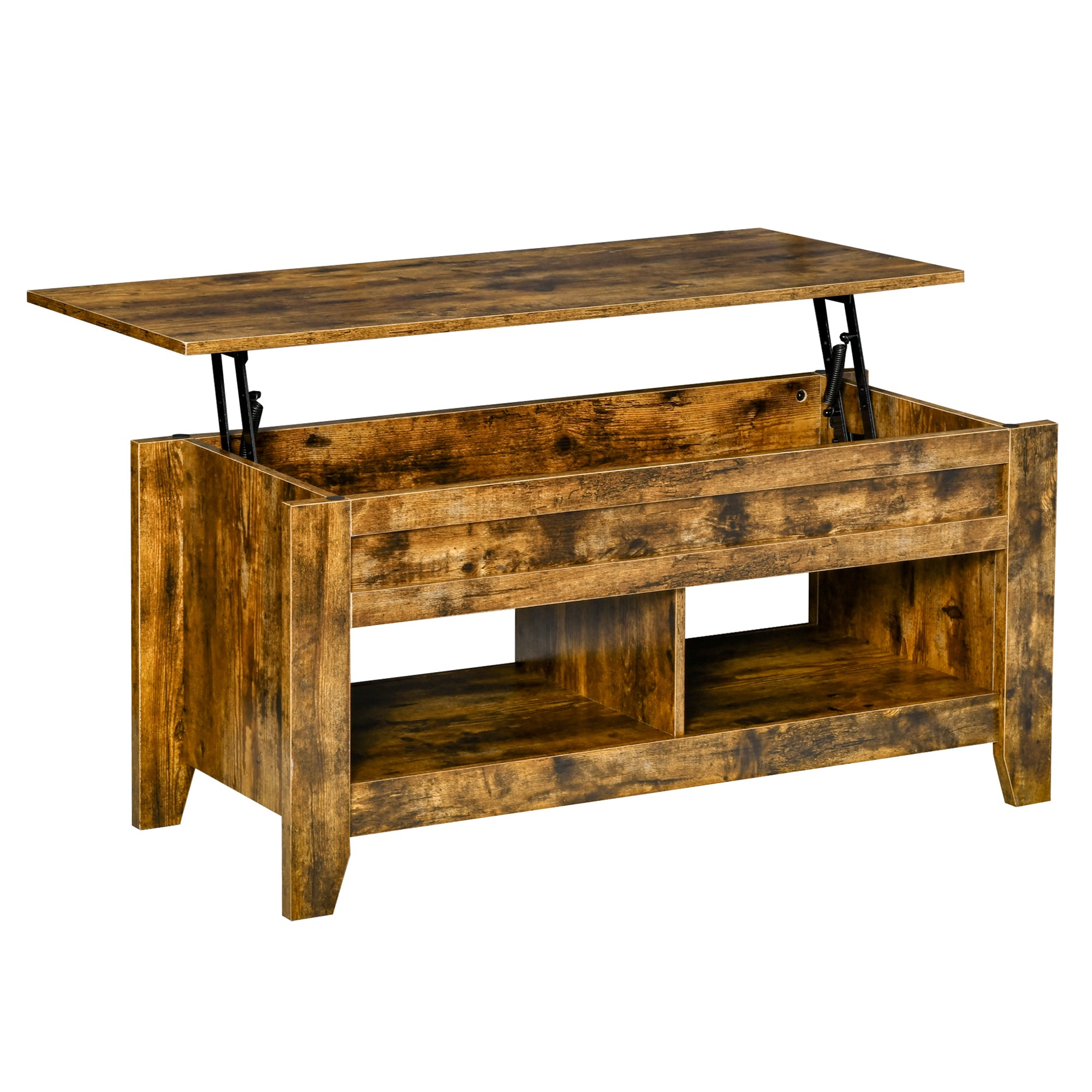 Lift Top Coffee Table with Storage - Rustic Brown-Home Furnishings > Living Room Furniture > Coffee Tables-DECOROLALA