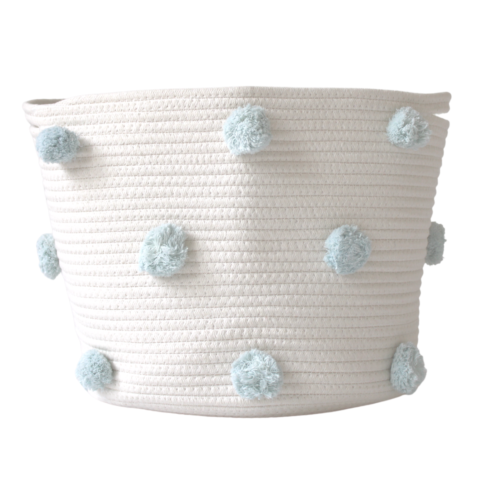 Light Blue Pom Basket - Large-Basket-DECOROLALA