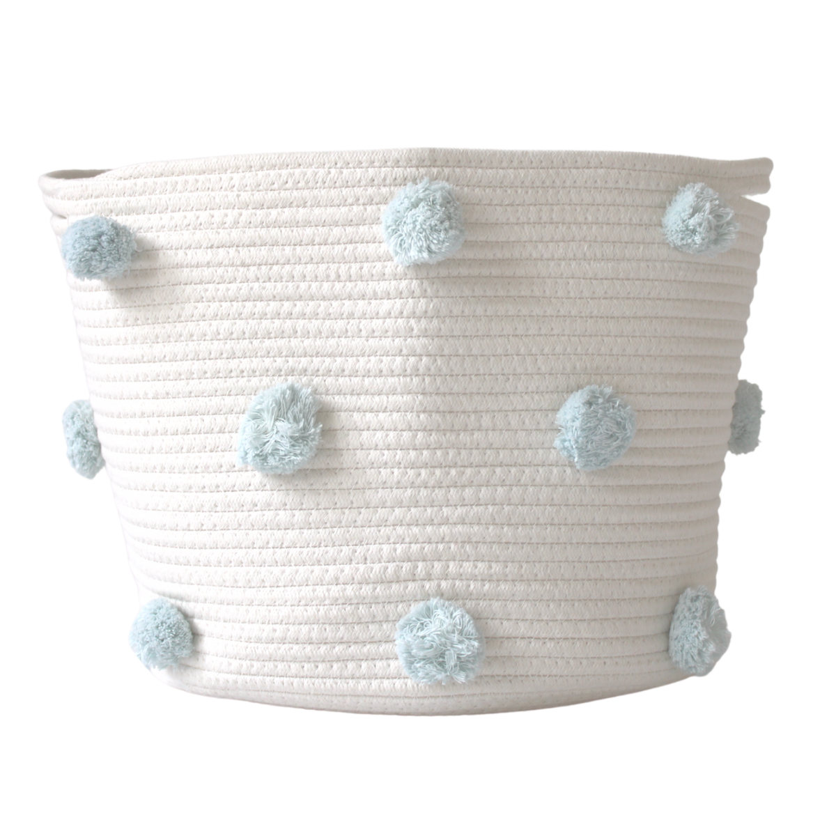 Light Blue Pom Basket - Large-Baskets-DECOROLALA