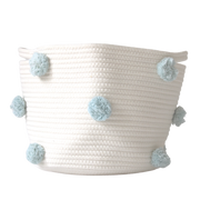 Light Blue Pom Basket - Medium-Basket-DECOROLALA