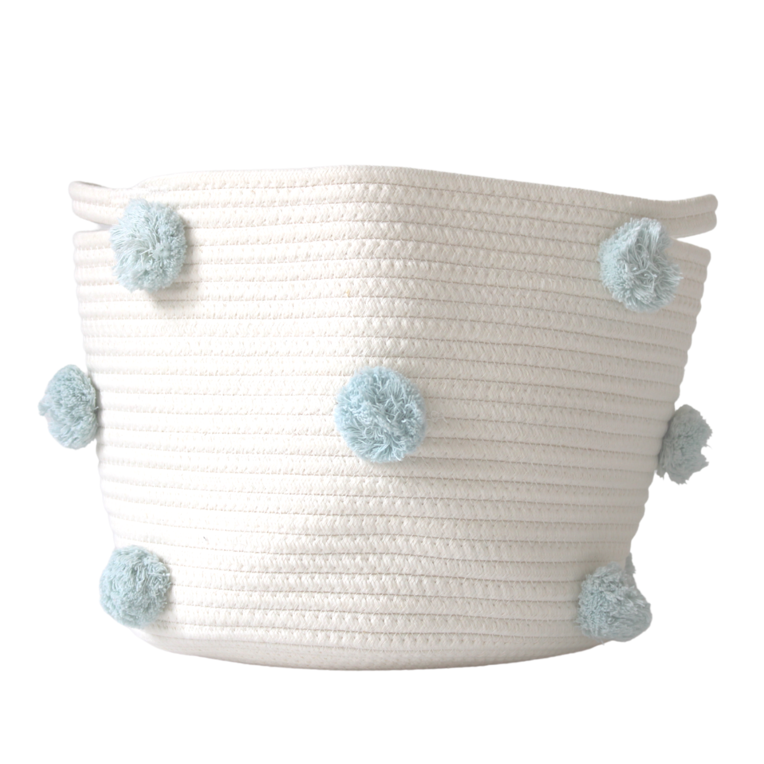 Light Blue Pom Basket - Medium-Basket-DECOROLALA