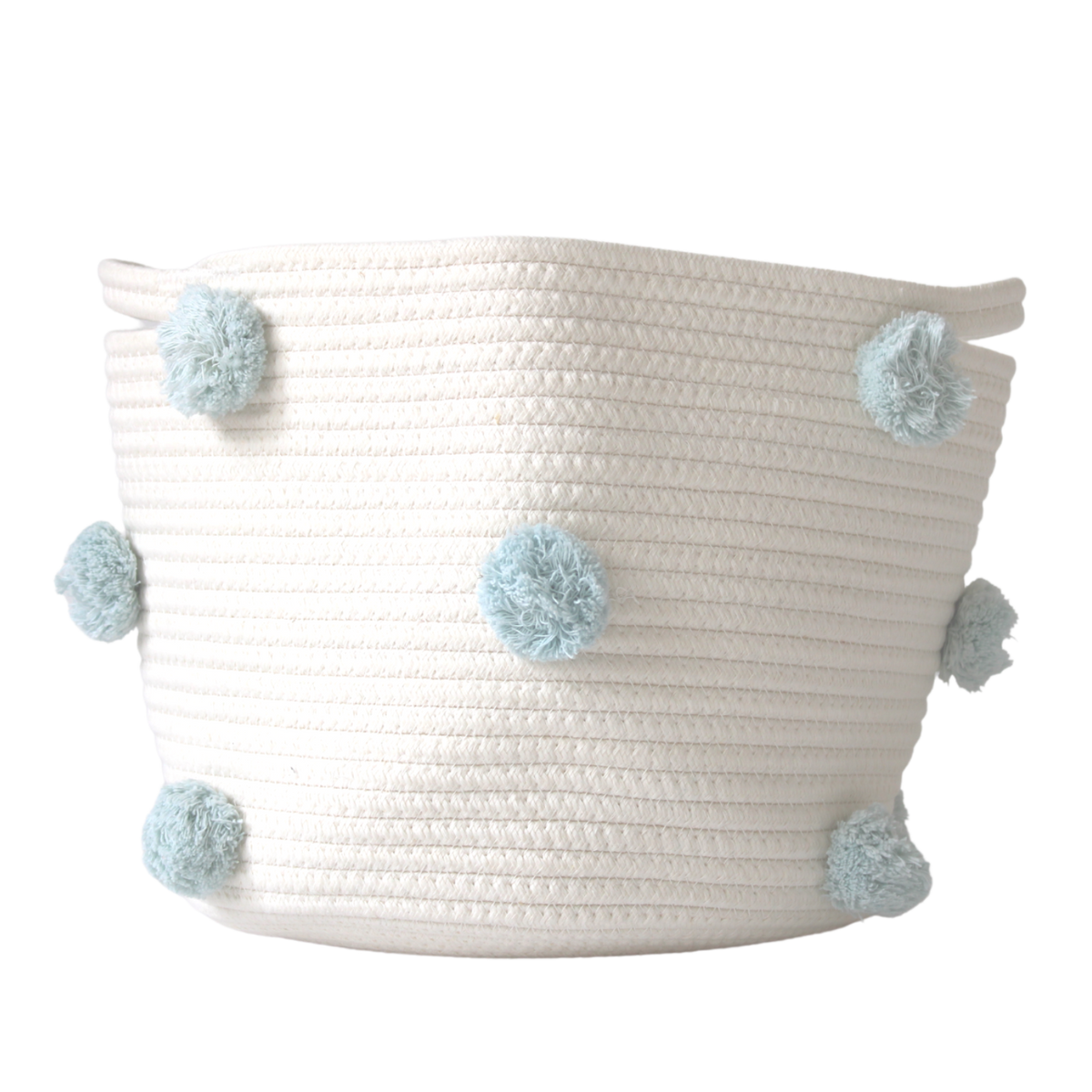 Light Blue Pom Basket - Medium-Baskets-DECOROLALA