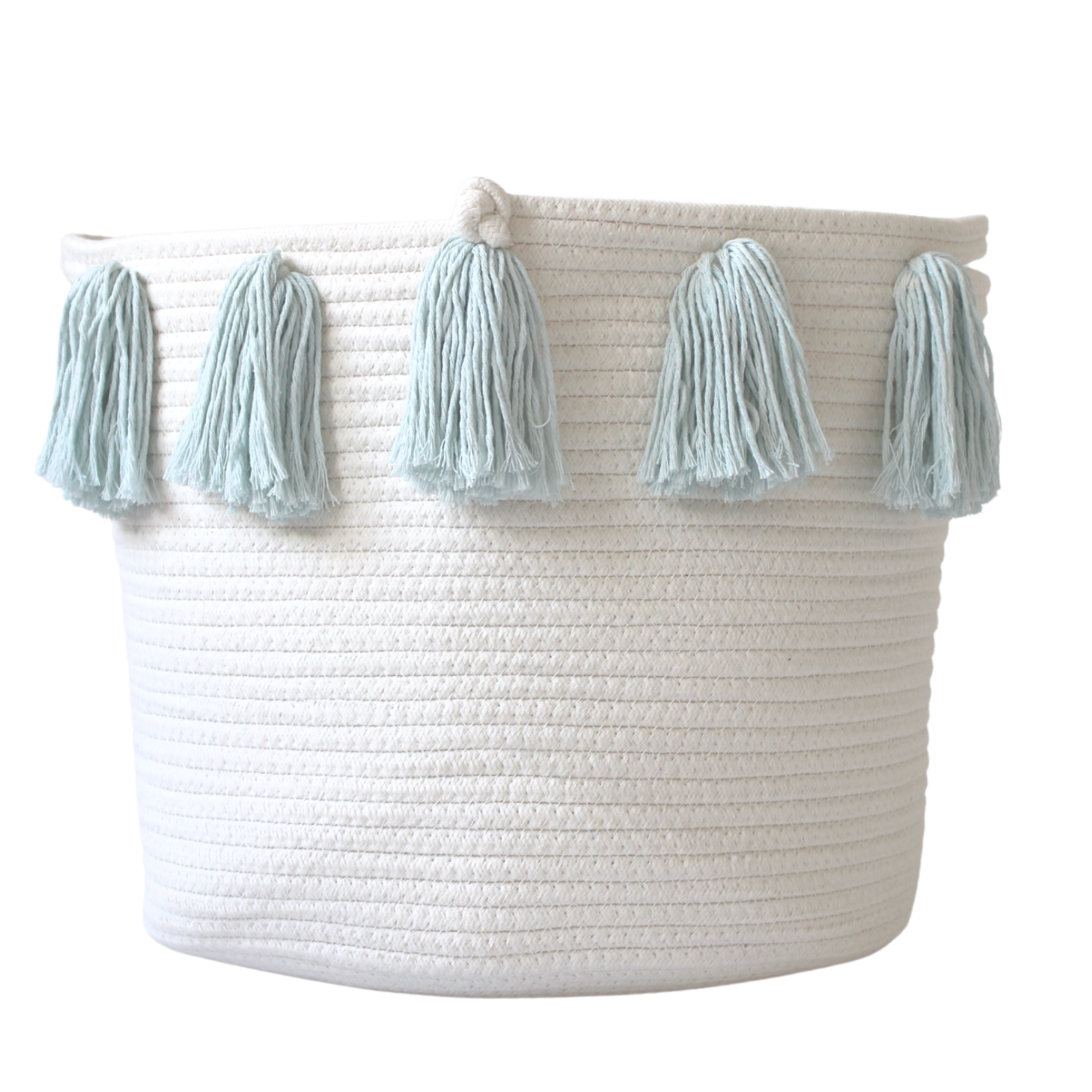 Light Blue Tassel Basket - Large-Basket-DECOROLALA