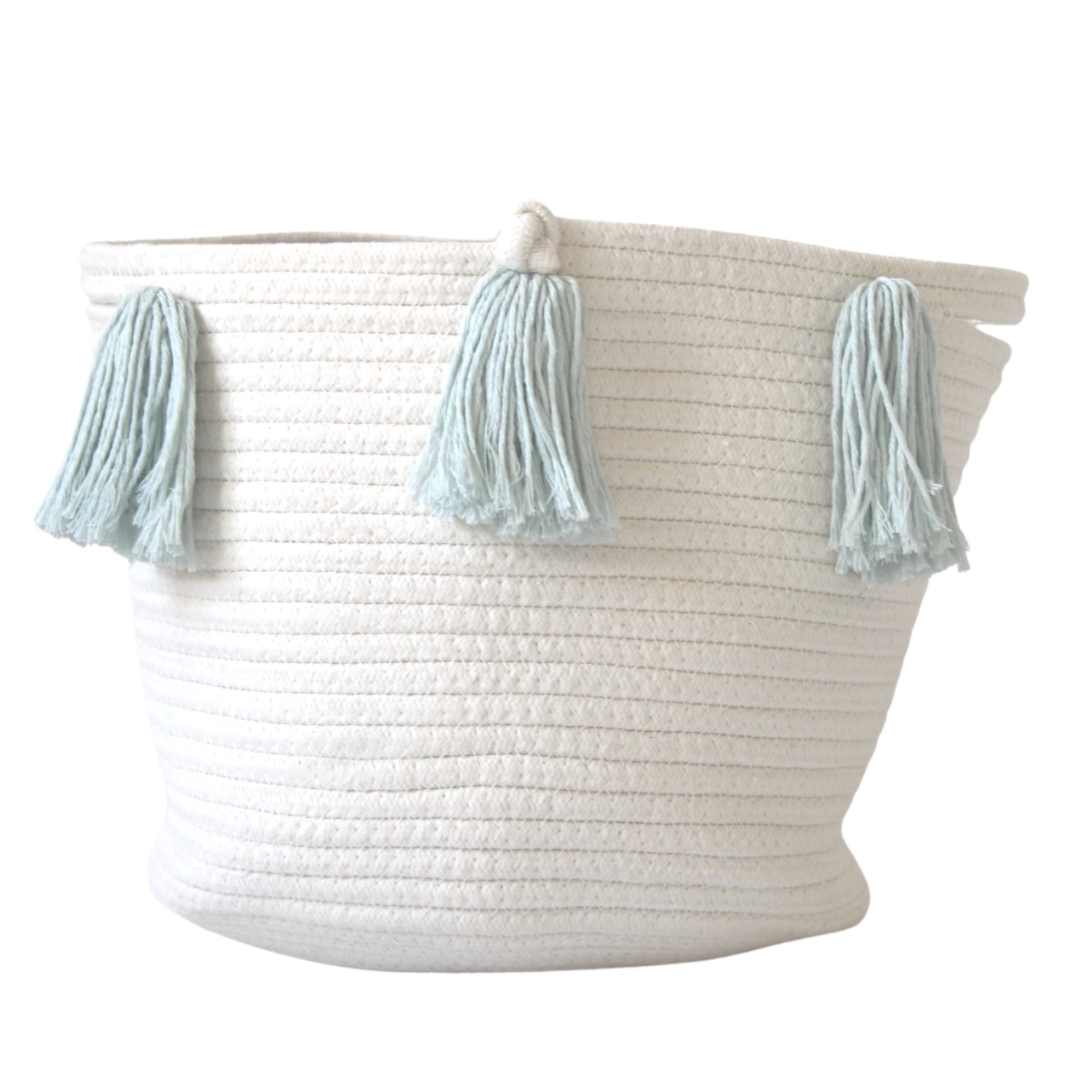 Light Blue Tassel Basket - Medium-Basket-DECOROLALA