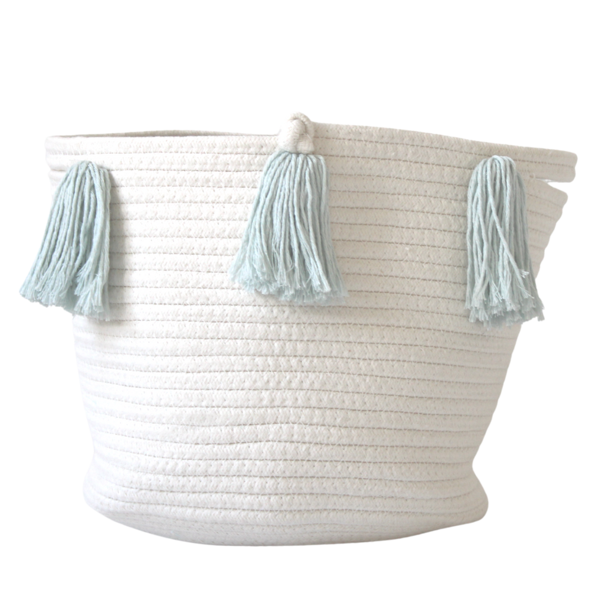 Light Blue Tassel Basket - Medium-Baskets-DECOROLALA