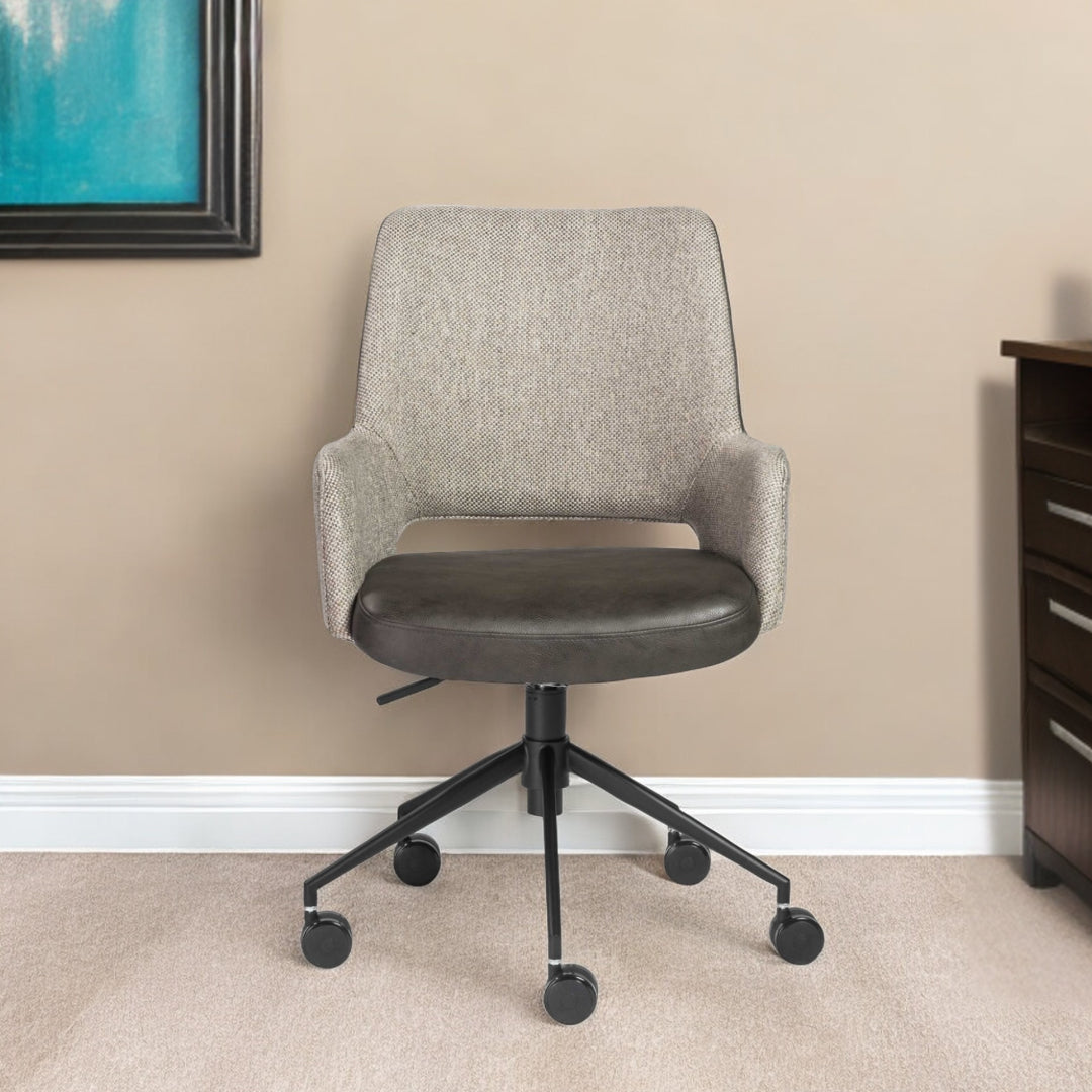 Light Gray Dark Gray and Black Adjustable Swivel Fabric Rolling Office Chair-Office Chairs-DECOROLALA