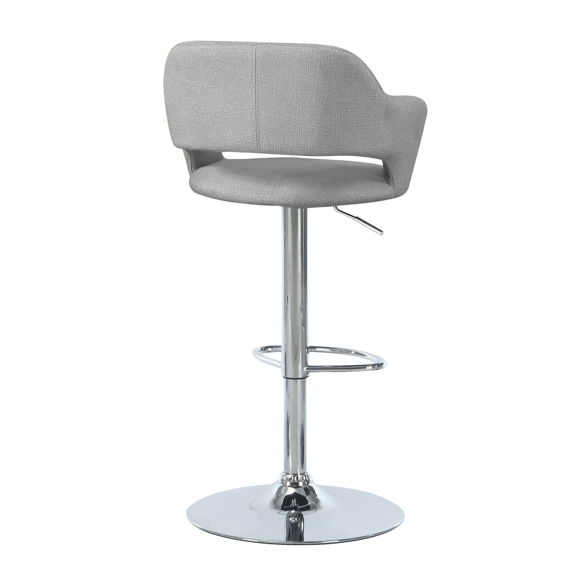 Light Gray and Silver Metal Low Back Bar Chair-Bar Chairs-DECOROLALA