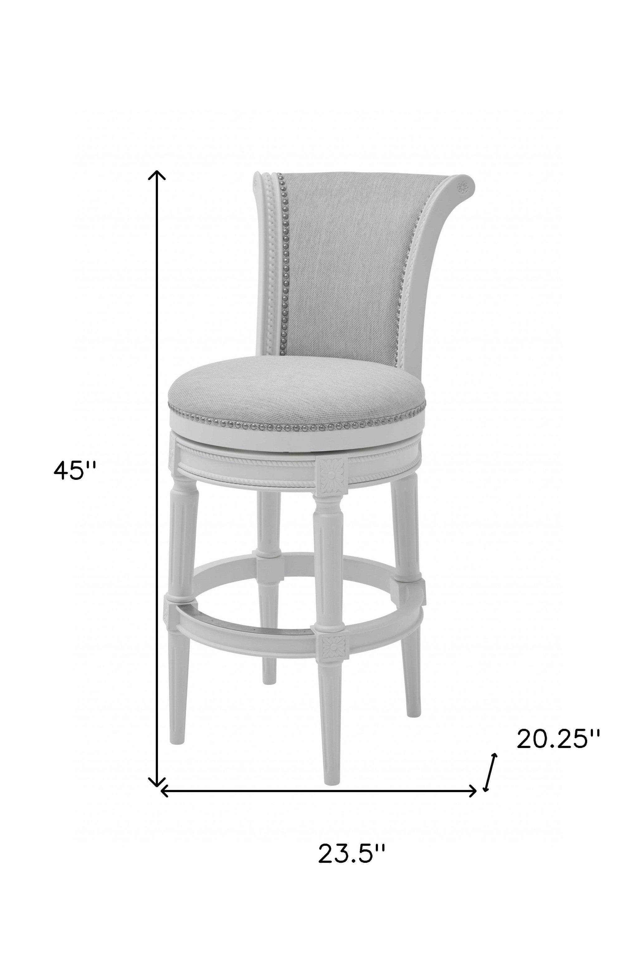 Light Gray and White Solid Wood Swivel Bar Chair-Bar Chairs-DECOROLALA