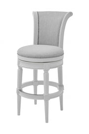 Light Gray and White Solid Wood Swivel Bar Chair-Bar Chairs-DECOROLALA