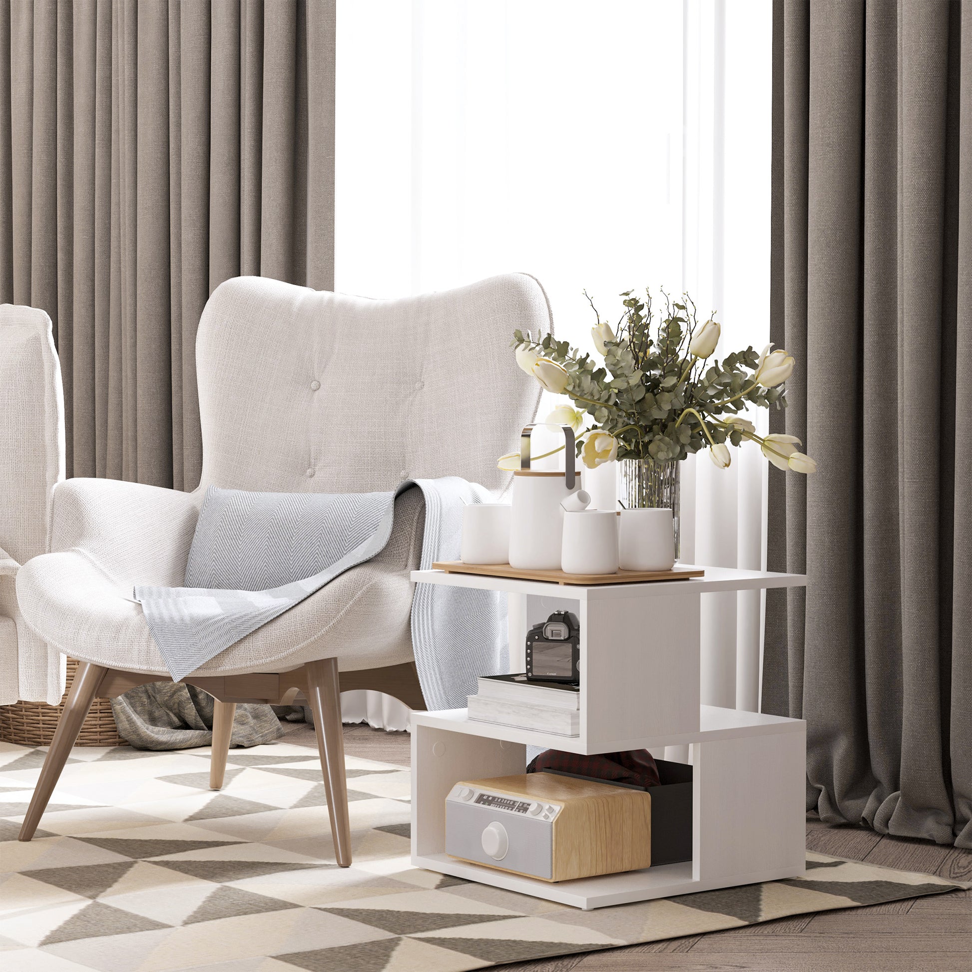 Light Nightstand - Slim Bedside Stand for Small Spaces-Home Furnishings > Living Room Furniture > Side¬†Tables-DECOROLALA