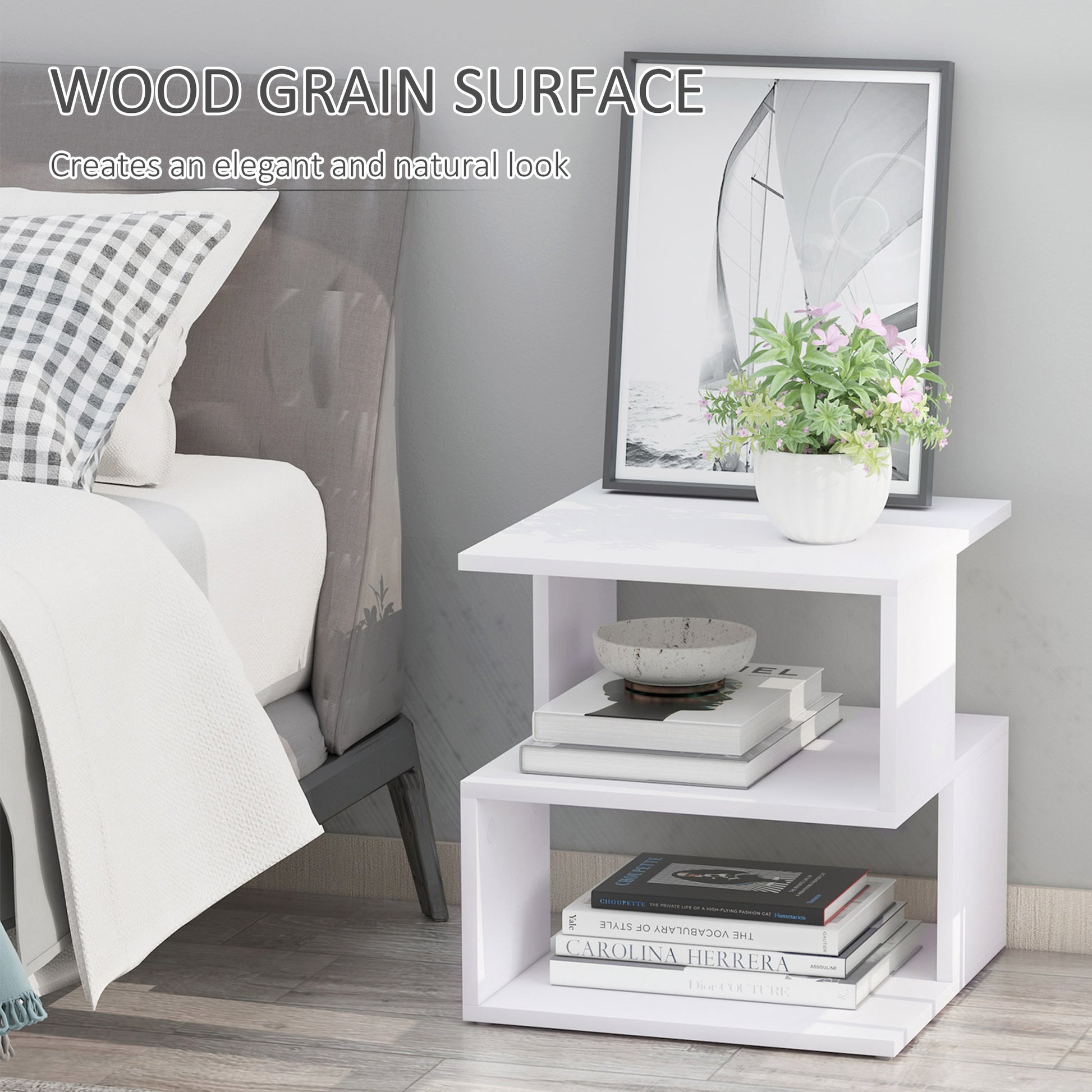 Light Nightstand - Slim Bedside Stand for Small Spaces-Home Furnishings > Living Room Furniture > Side¬†Tables-DECOROLALA