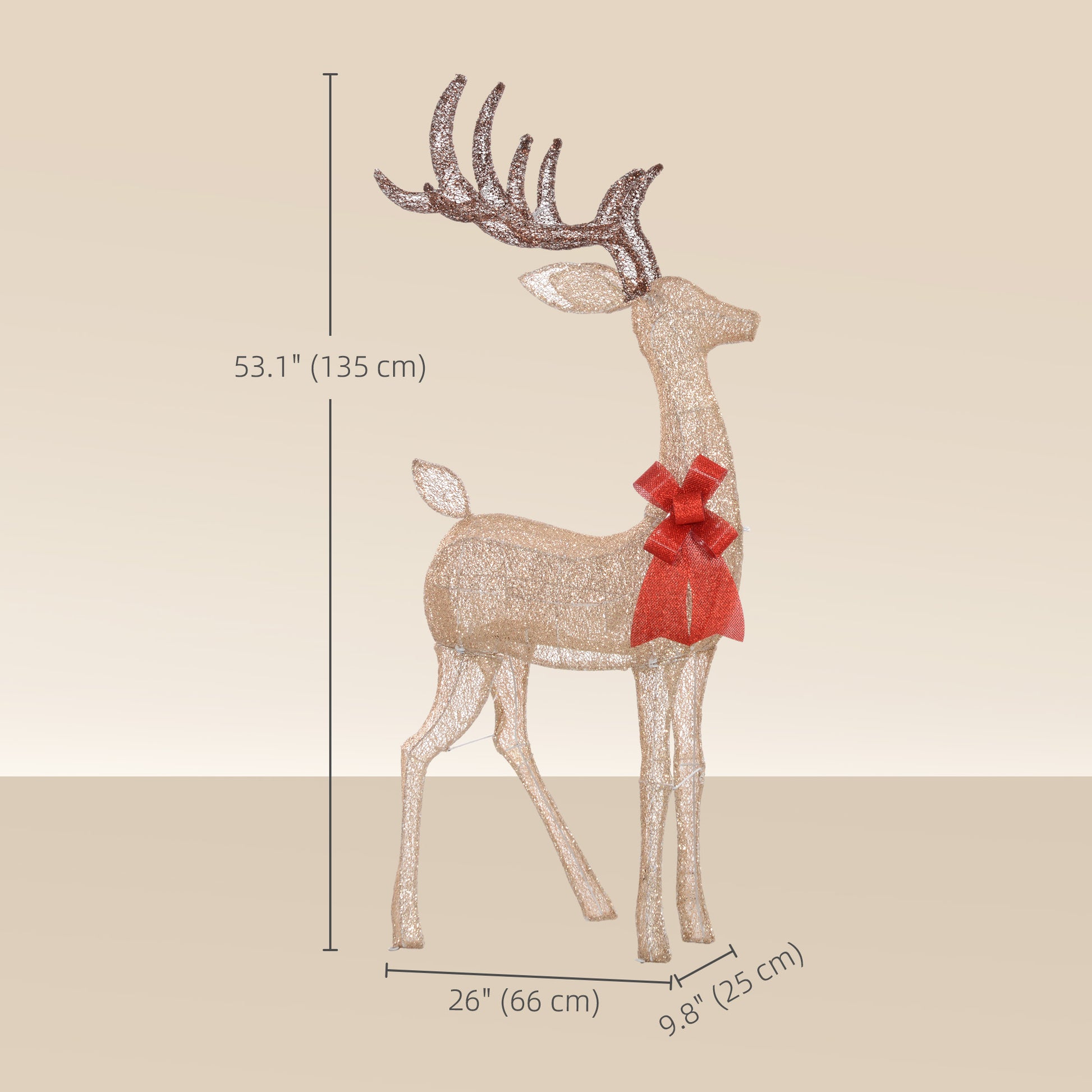 Light Up Reindeer Yard Decoration - 53" Gold LED Deer-Home Furnishings > Holiday & Seasonal > Christmas Decorations > Christmas Deer Lights-DECOROLALA