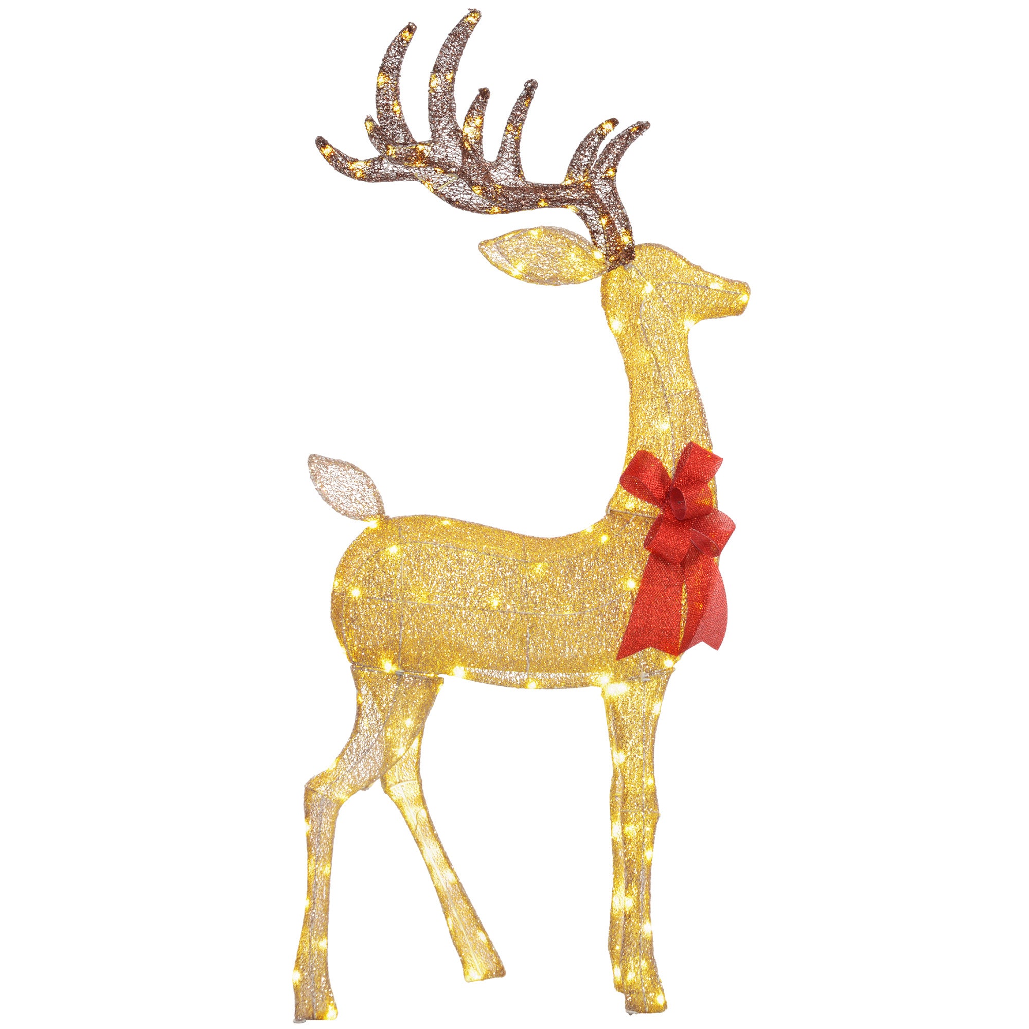 Light Up Reindeer Yard Decoration - 53" Gold LED Deer-Home Furnishings > Holiday & Seasonal > Christmas Decorations > Christmas Deer Lights-DECOROLALA