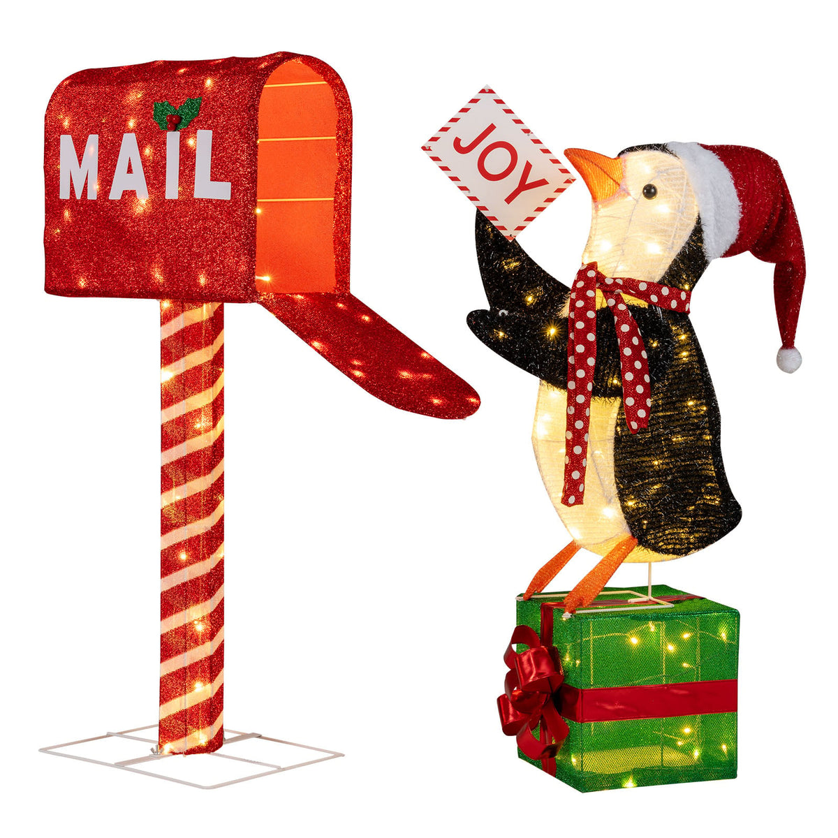 Lighted Christmas Decoration Mailbox and Penguin 3D Pre-Lit Xmas Holiday Decoration-Christmas Decorations & Accessories-DECOROLALA
