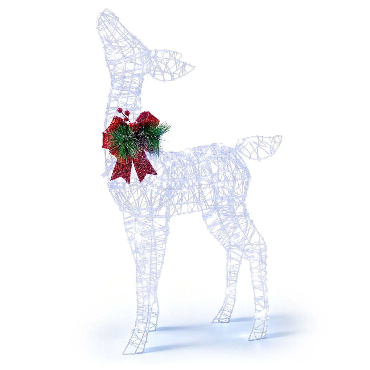 Lighted Christmas Deer Decorations with Cold White LED Lights-White-Christmas Decorations & Accessories-DECOROLALA