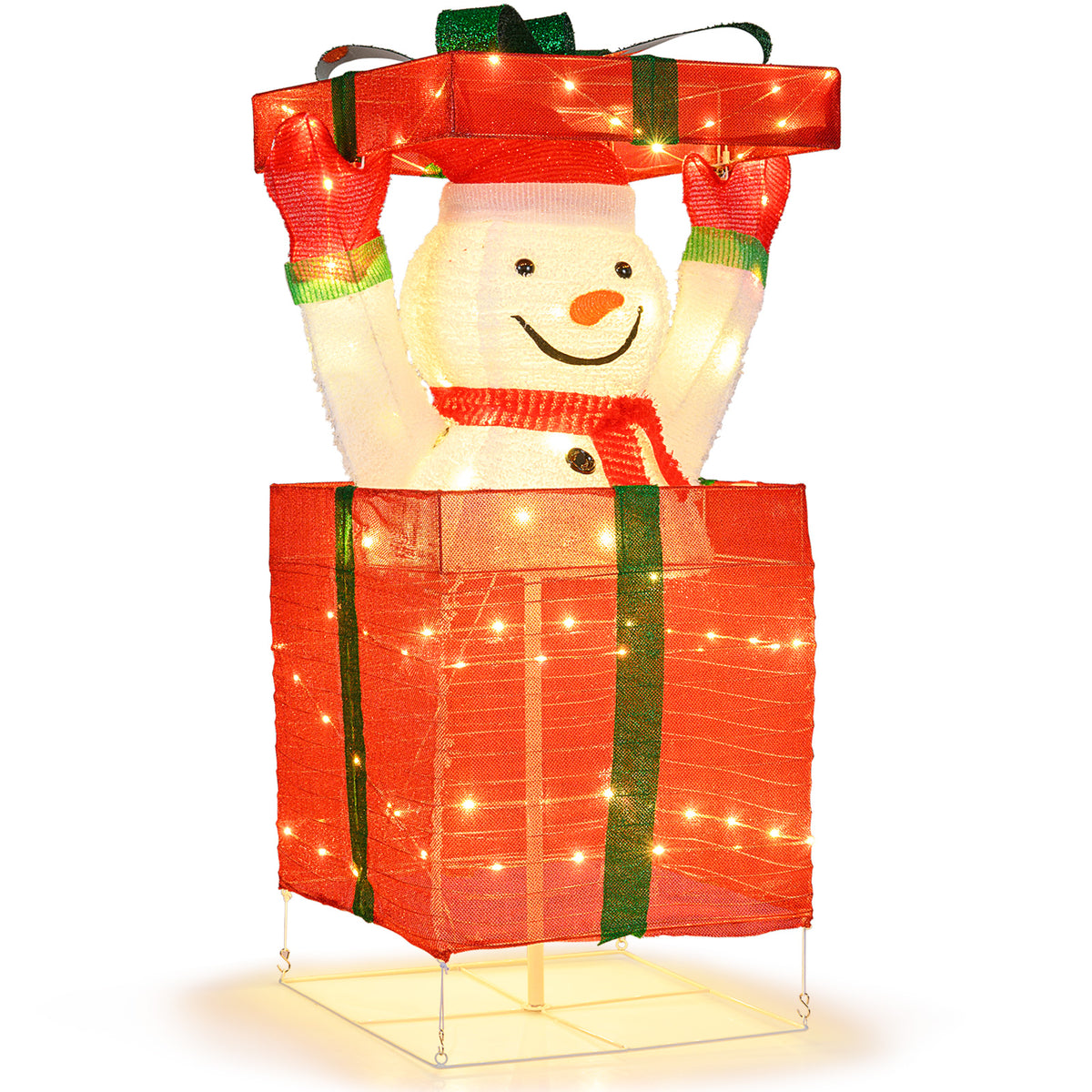 Lighted Snowman in Gift Box Christmas Decoration-Christmas Inflatables-DECOROLALA