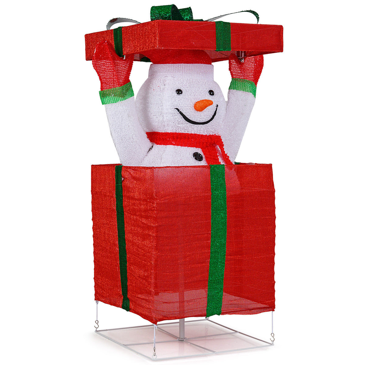 Lighted Snowman in Gift Box Christmas Decoration-Christmas Inflatables-DECOROLALA