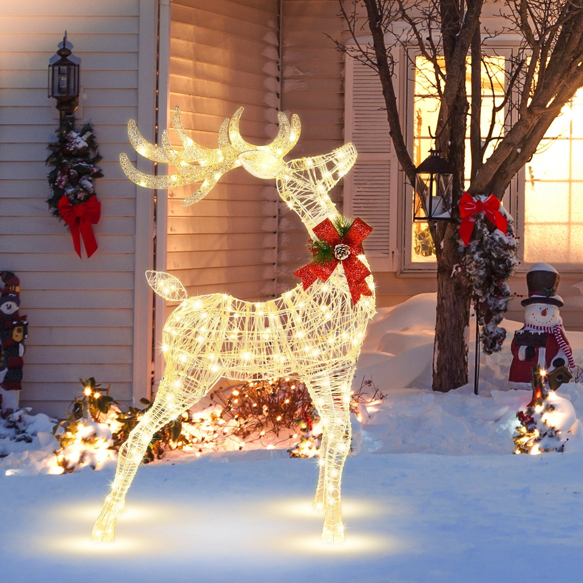 Lighted Standing Reindeer with Stakes for Christmas Decoration-Christmas Decorations & Accessories-DECOROLALA