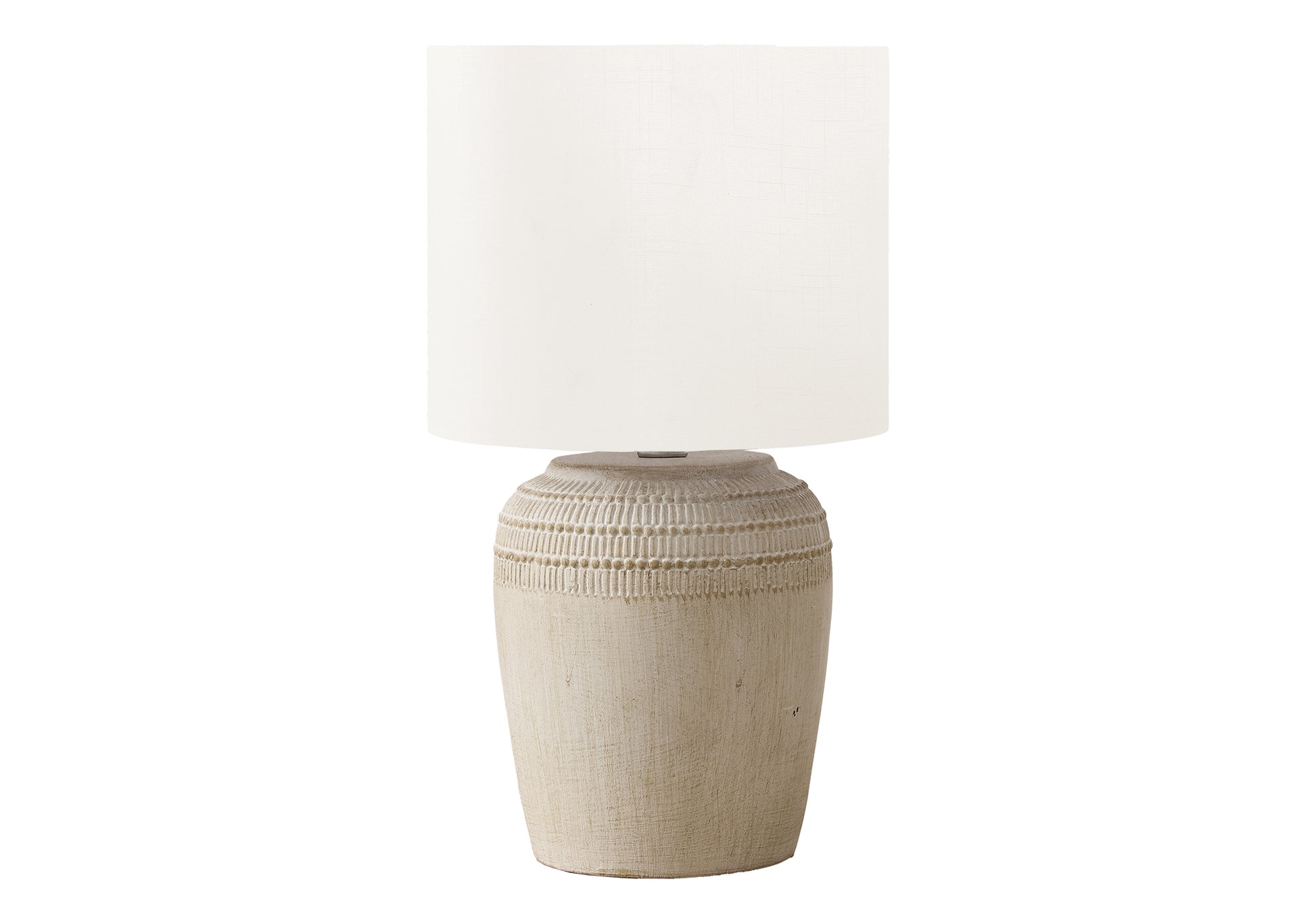 Lighting - 17"H Table Lamp Beige Ceramic / Ivory Shade-Table-DECOROLALA